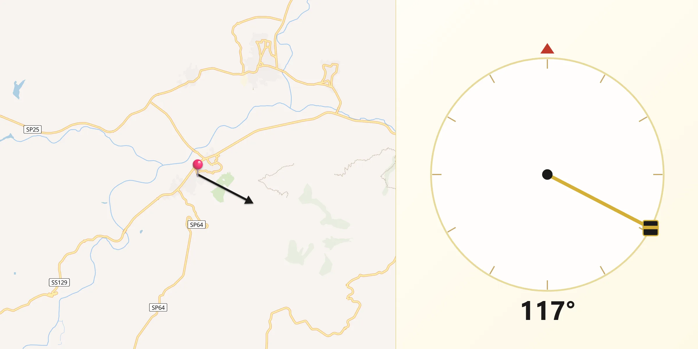 Direzione della Qibla da Galtellì