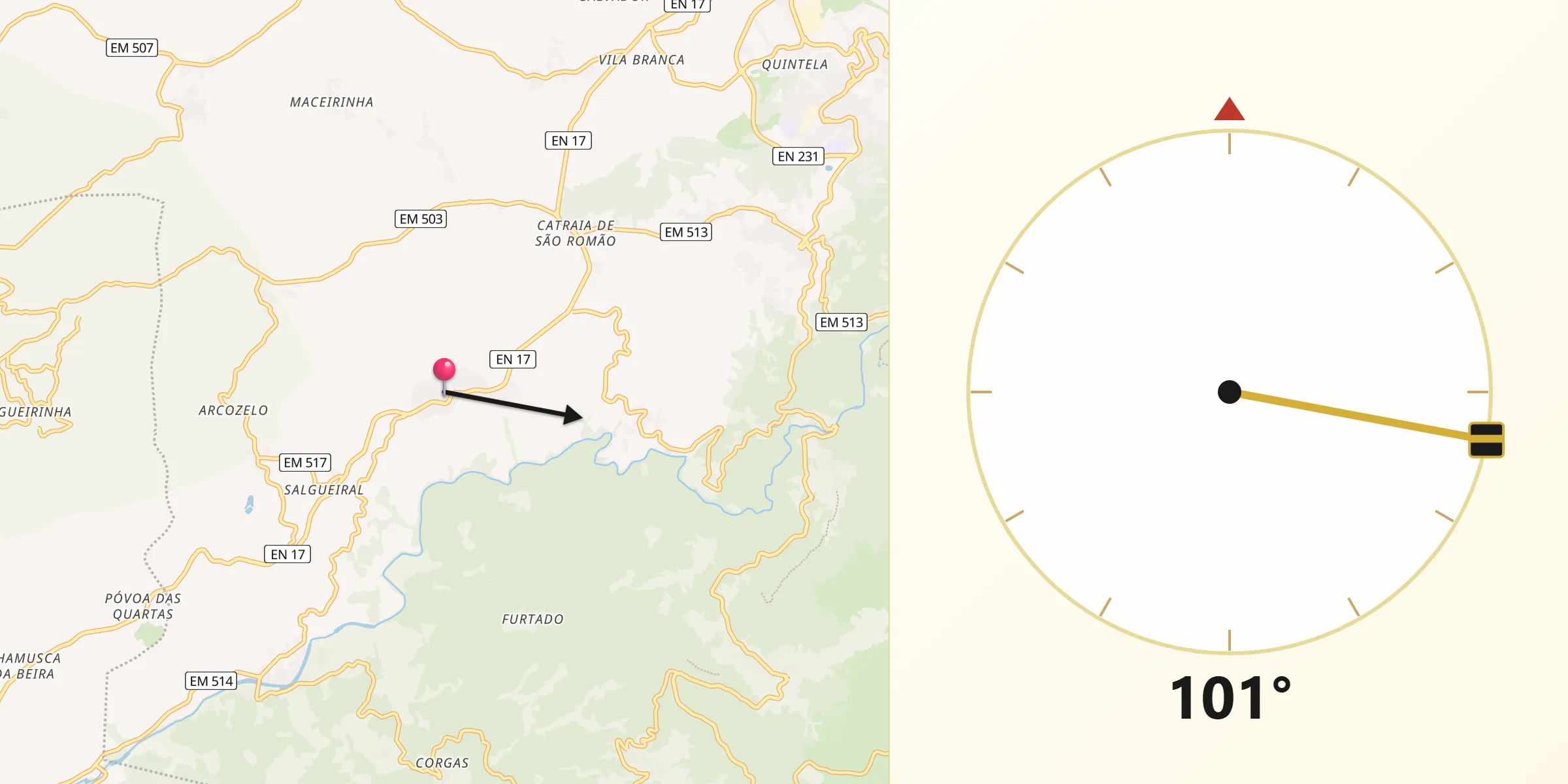 Direção da Qibla a partir de Torrozelo