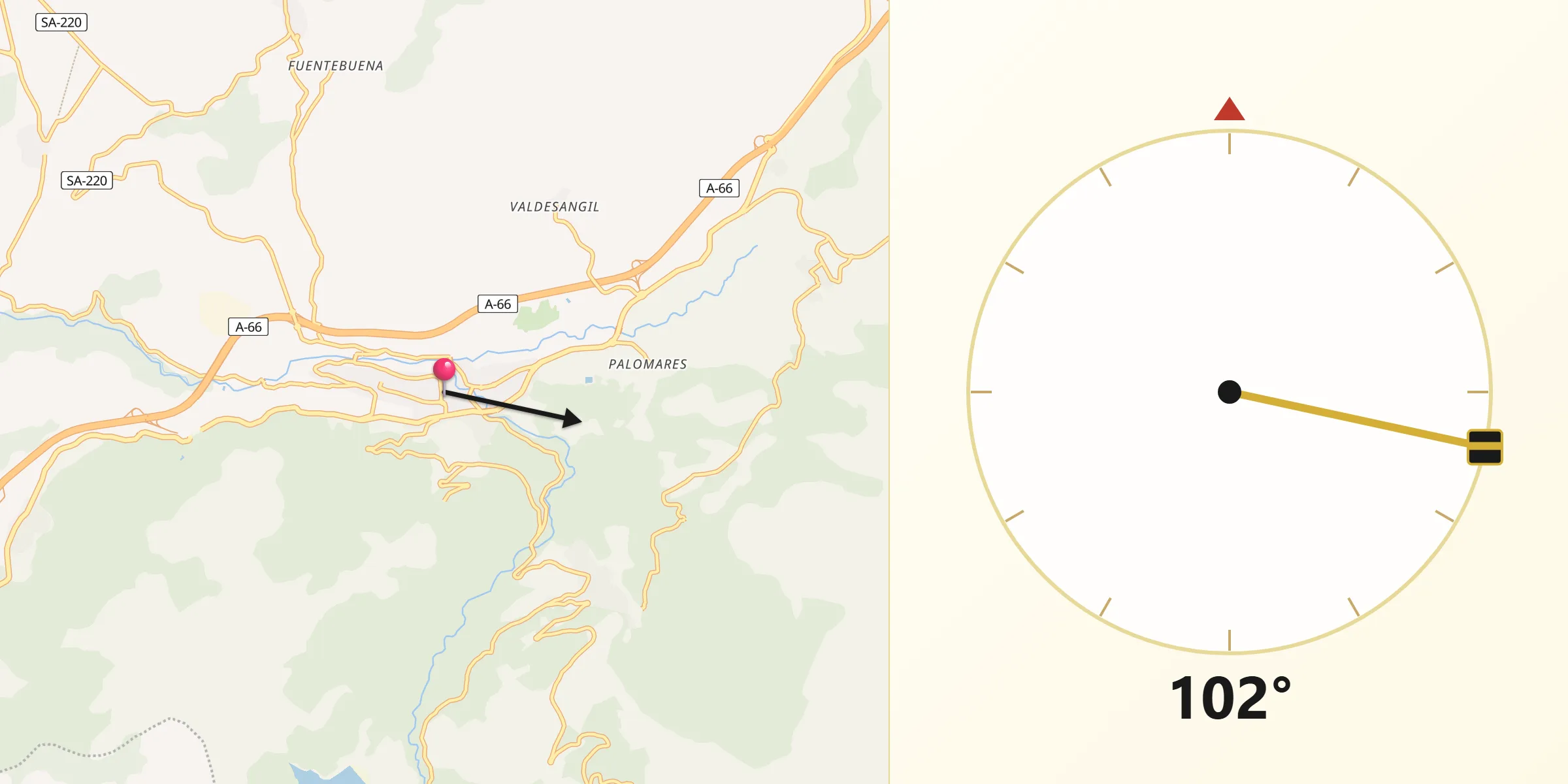 Dirección de la Qibla desde Béjar