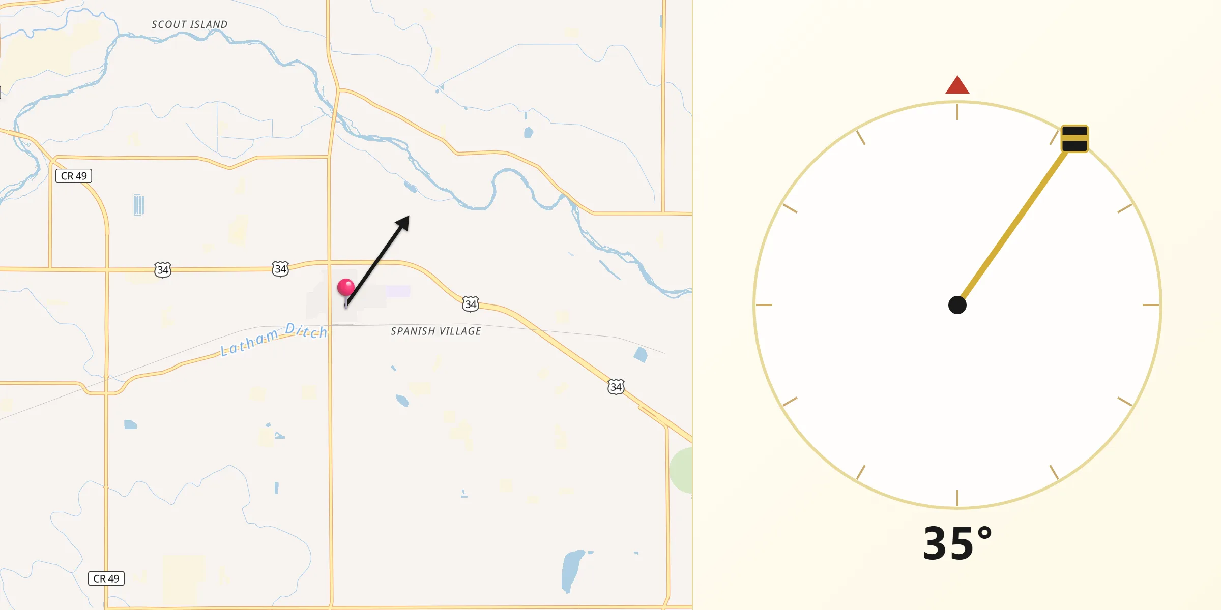 Qibla Direction from Kersey