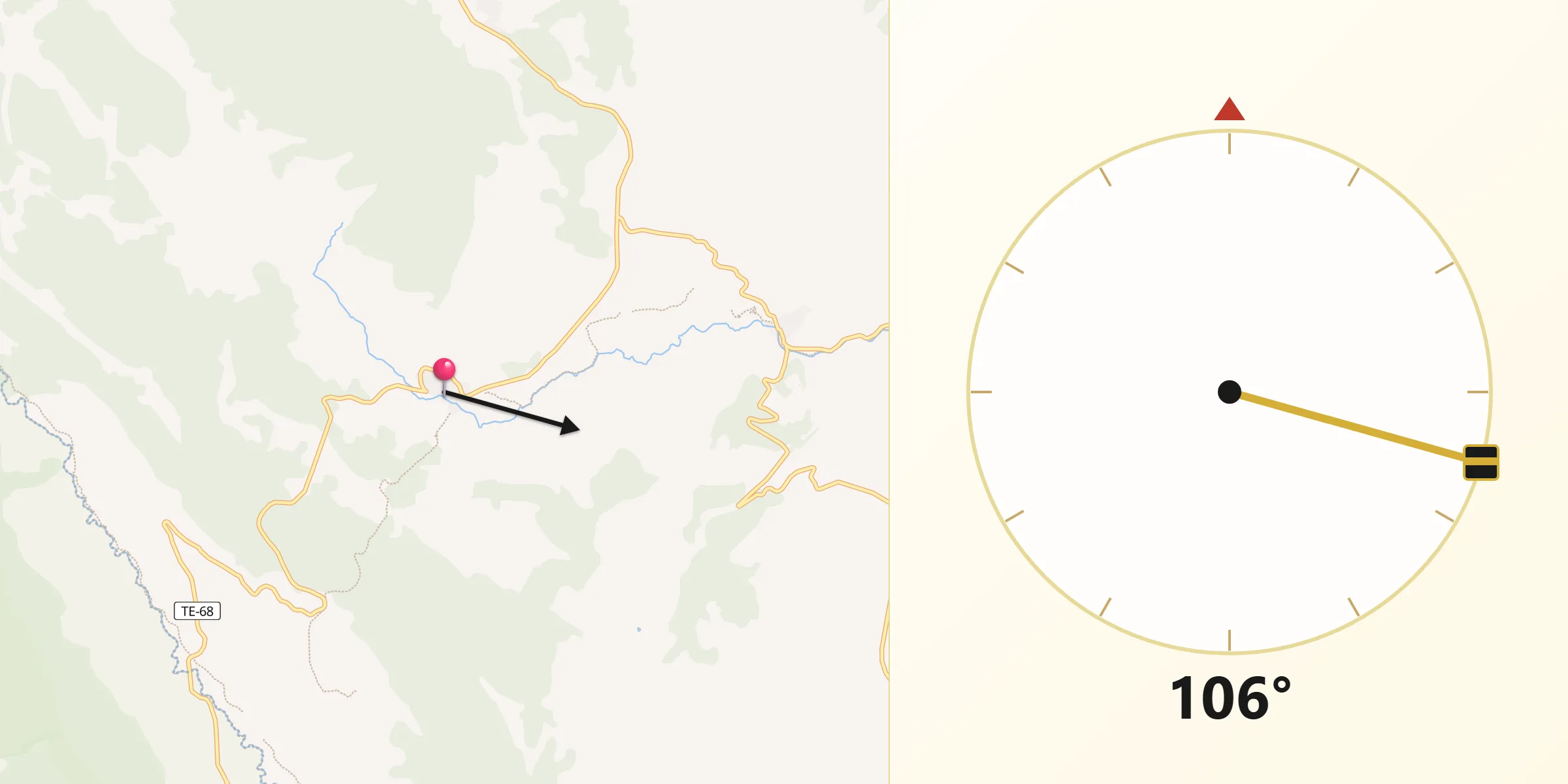 Dirección de la Qibla desde Guadalaviar