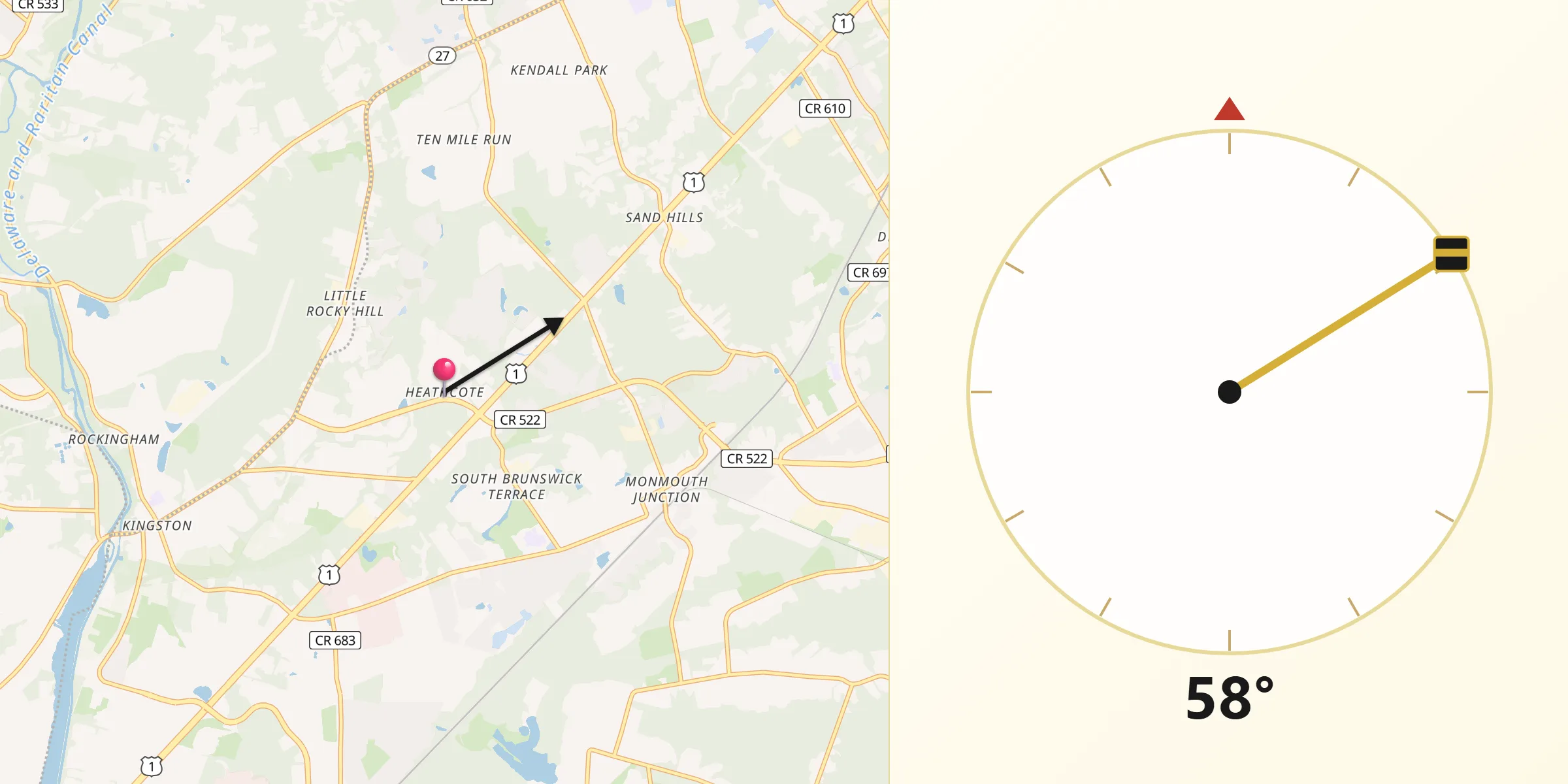 Qibla Direction from Heathcote