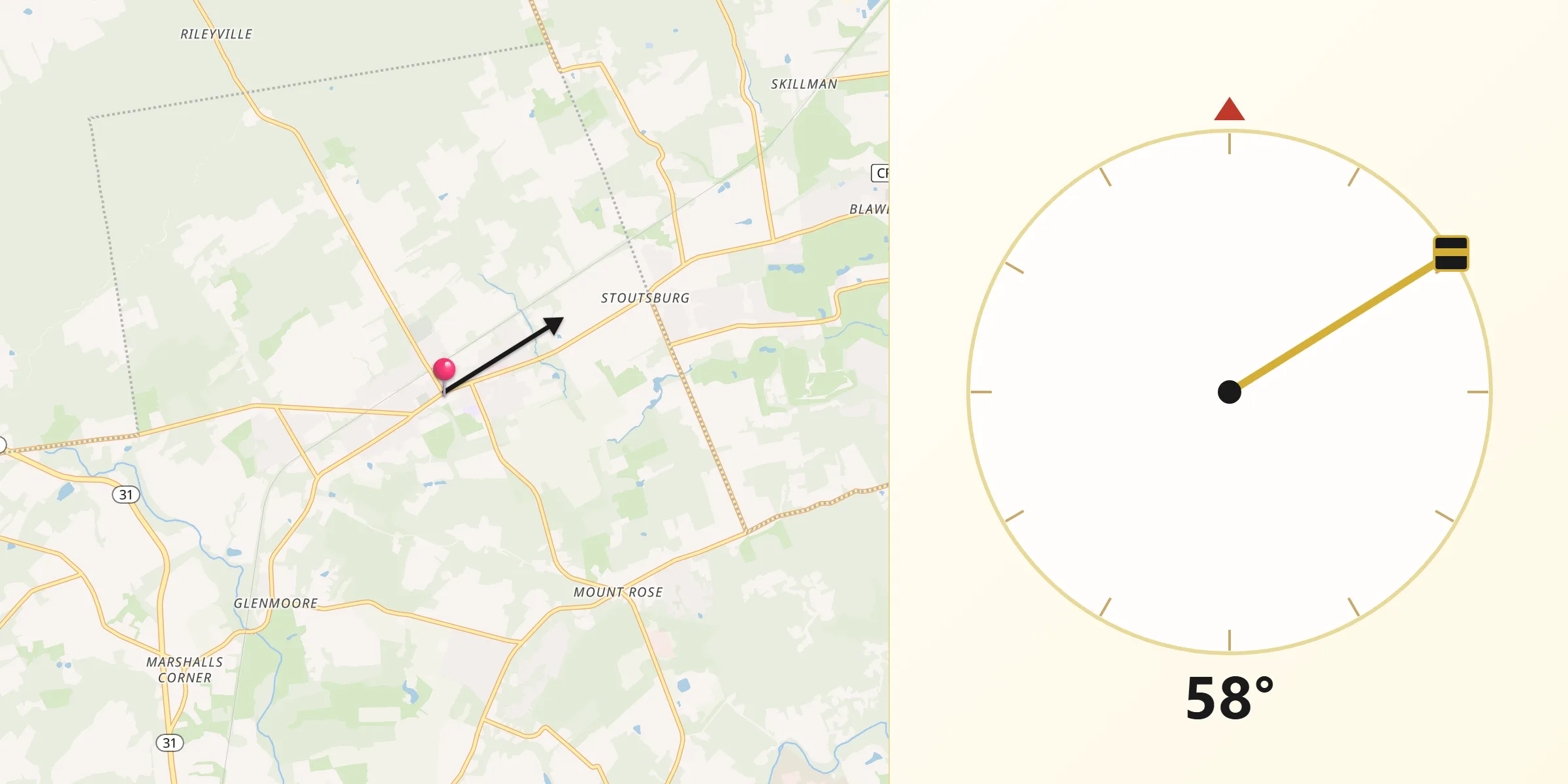 Qibla Direction from Hopewell