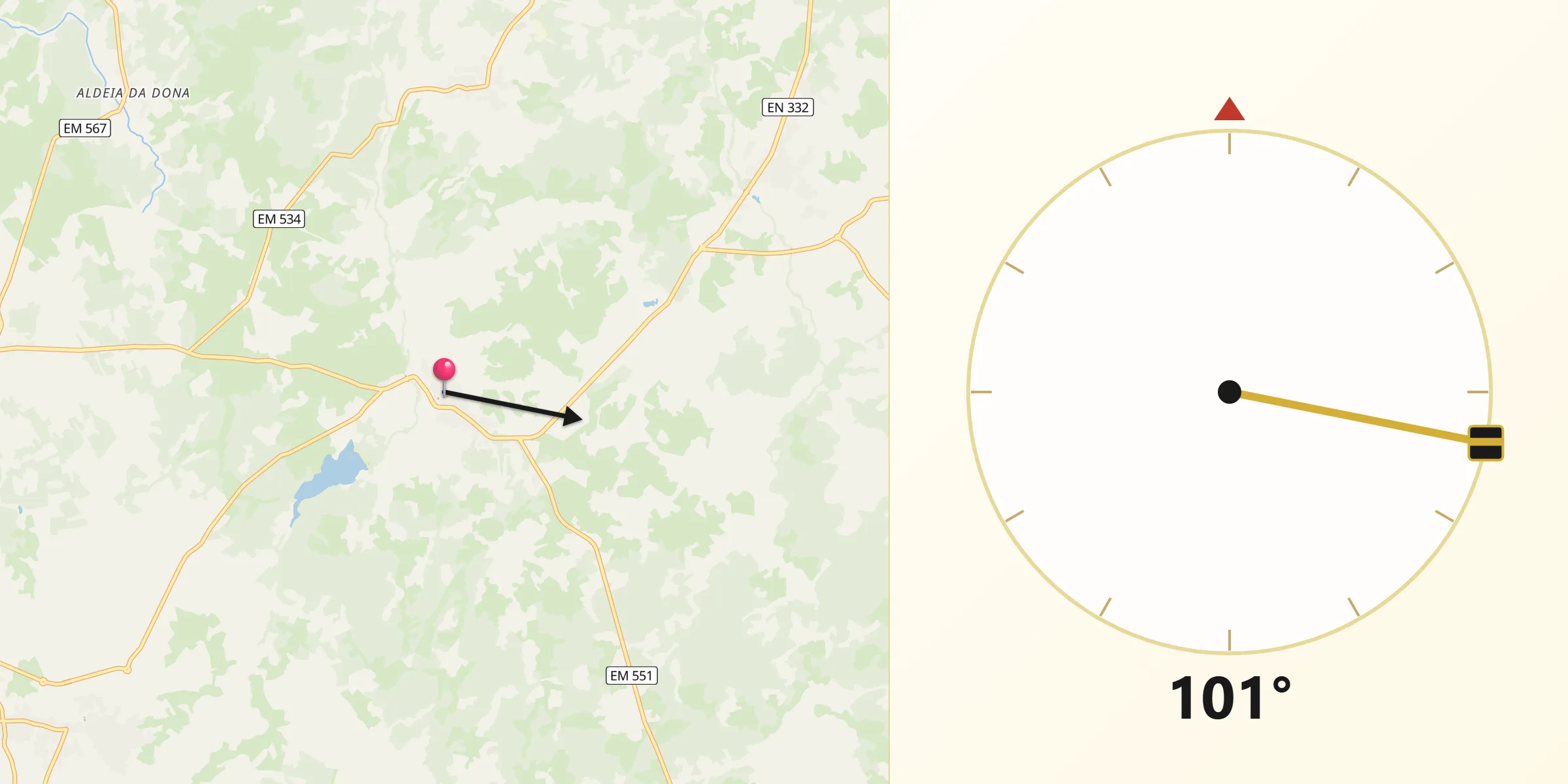 Direção da Qibla a partir de Alfaiates