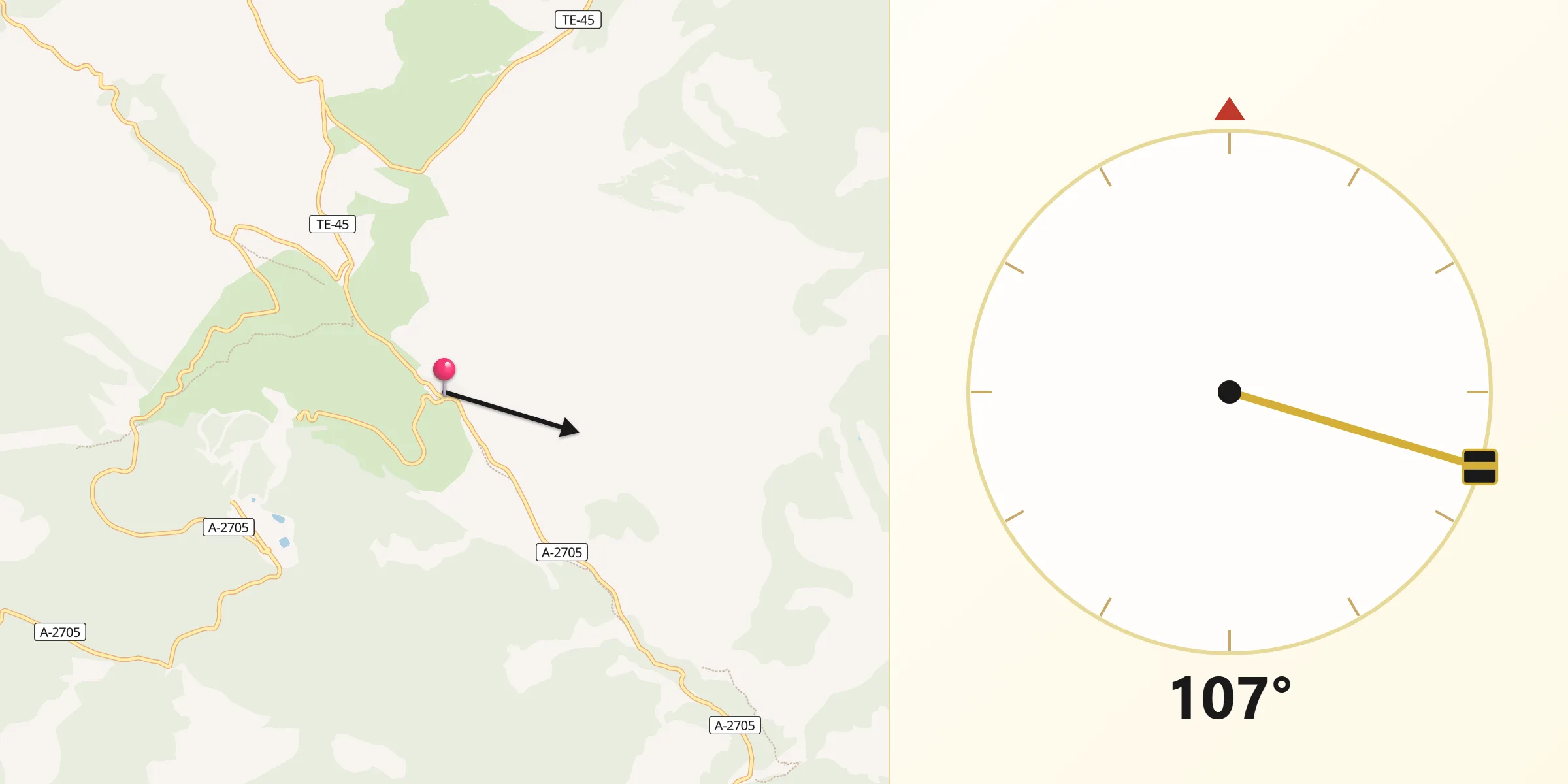 Dirección de la Qibla desde Valdelinares