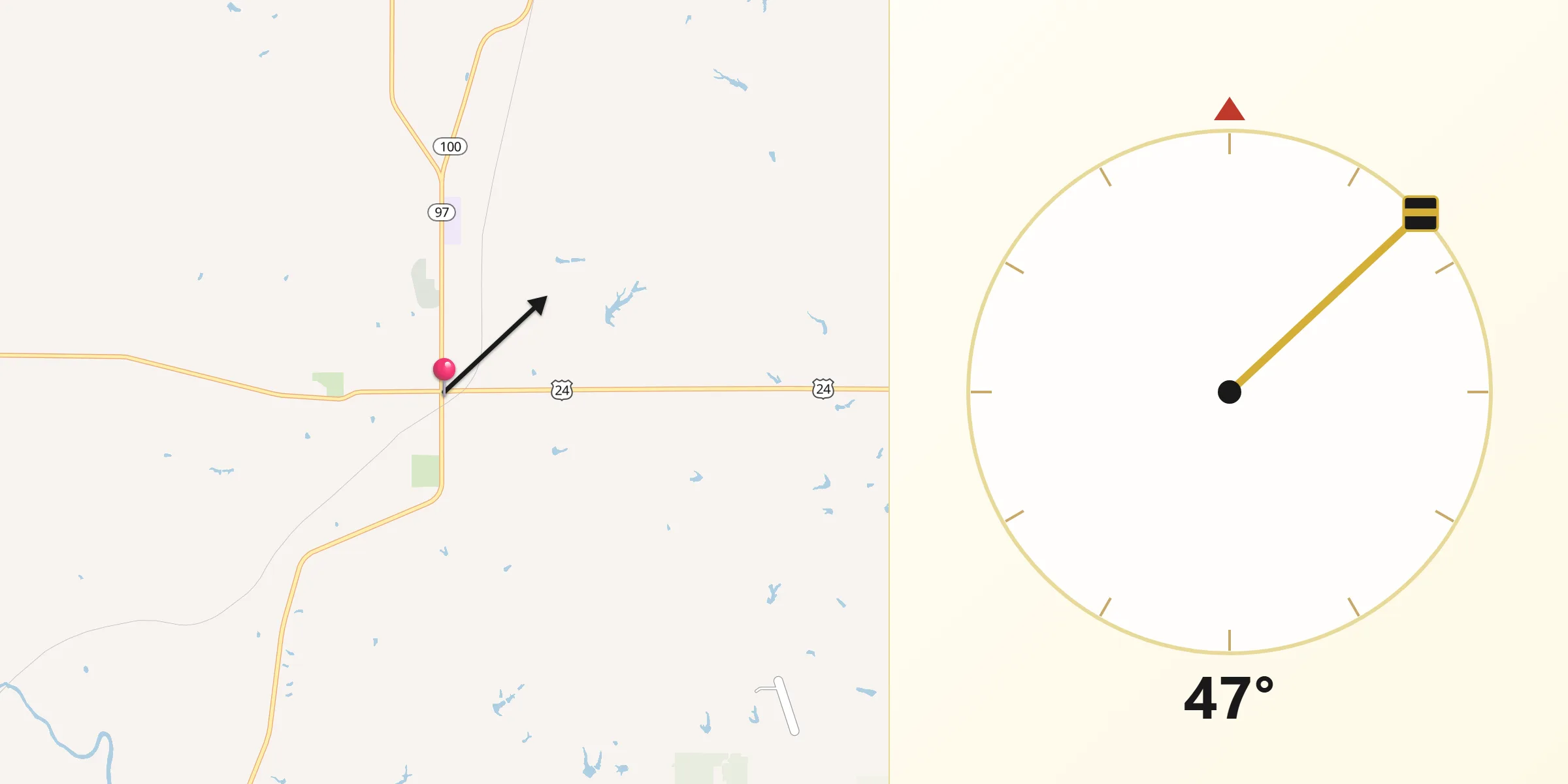 Qibla Direction from Lewistown