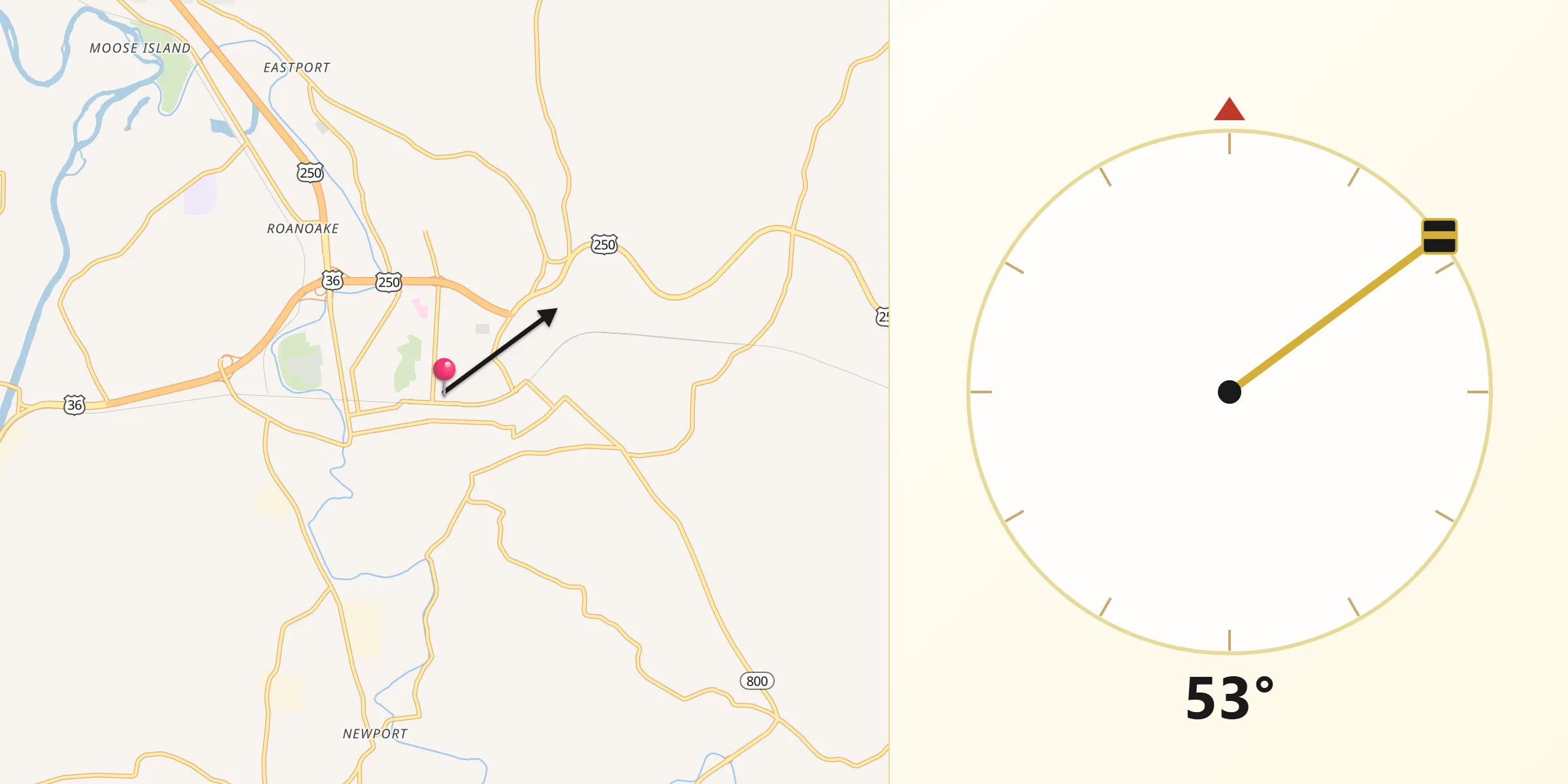 Qibla Direction from Dennison
