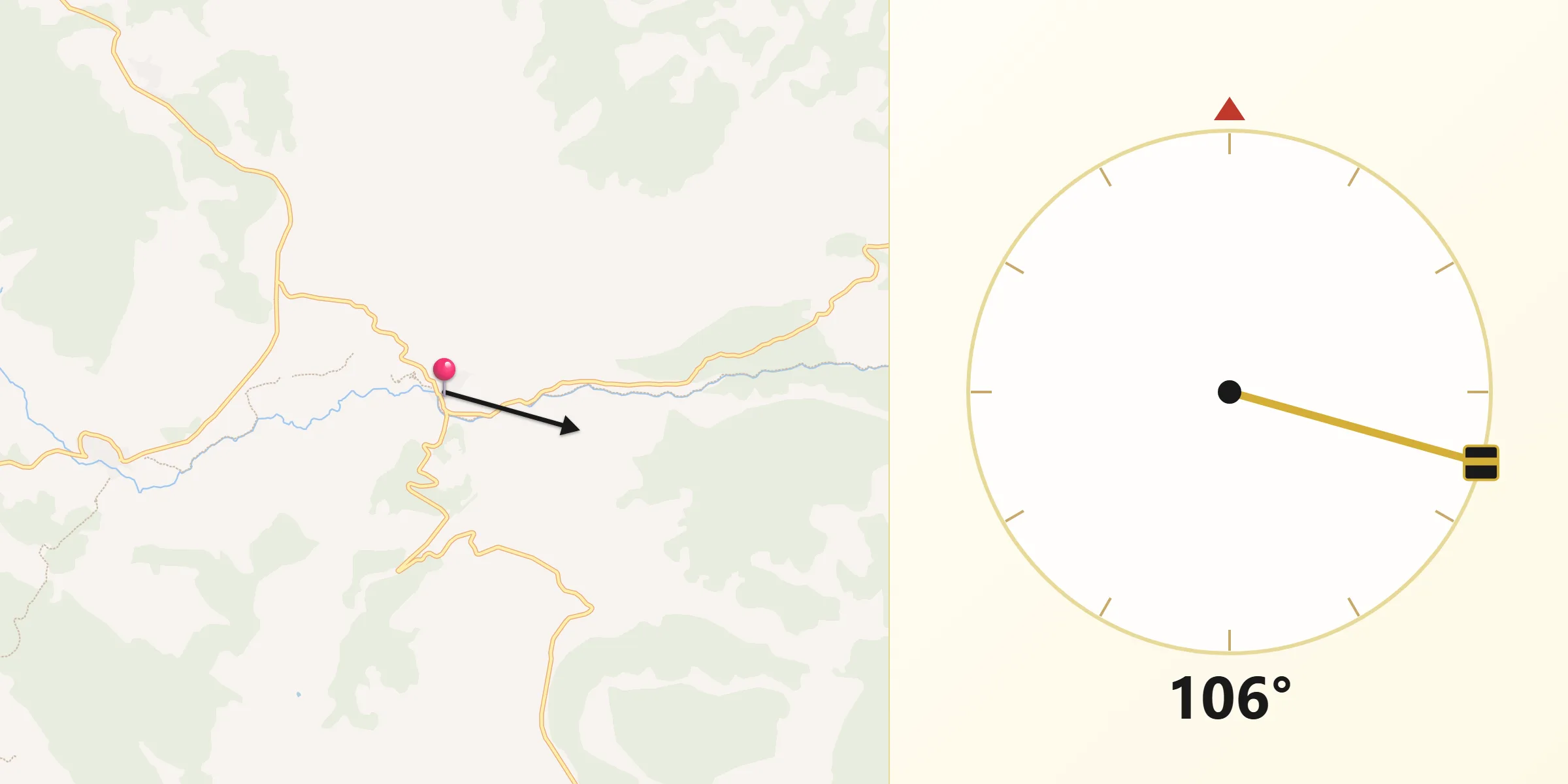 Dirección de la Qibla desde Villar del Cobo