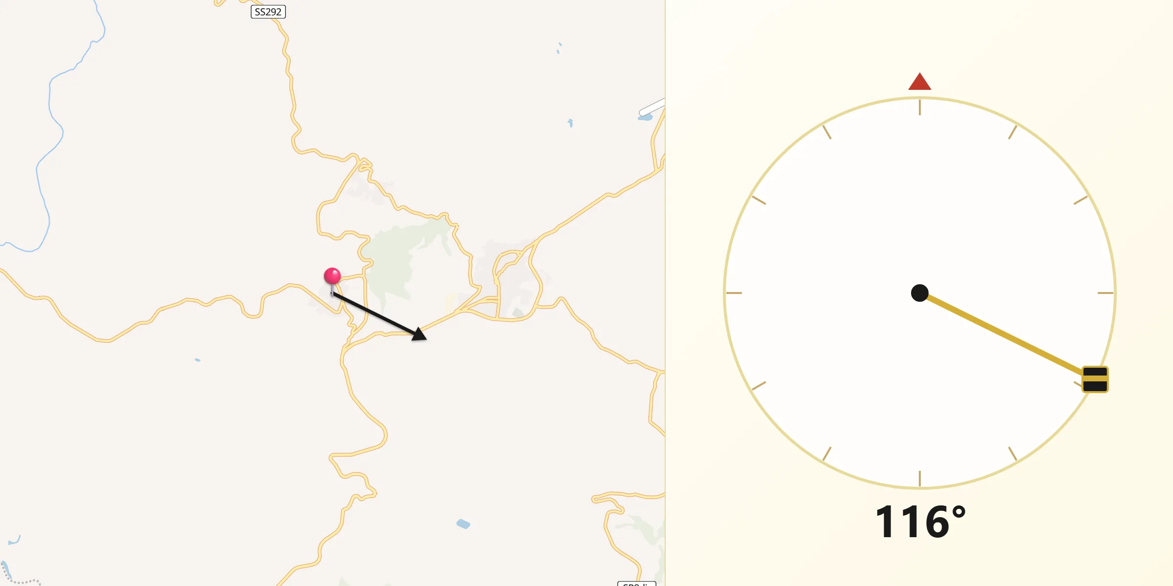 Direzione della Qibla da Padria