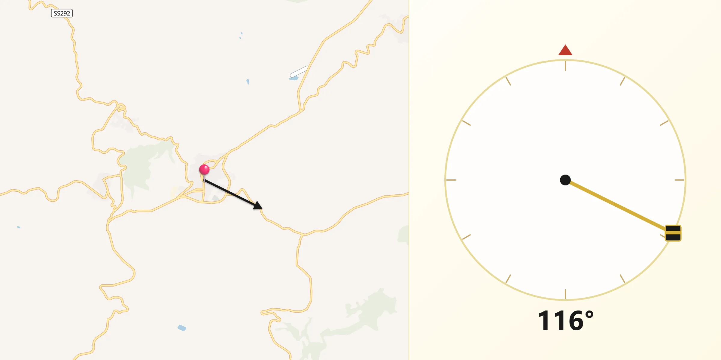 Direzione della Qibla da Pozzomaggiore