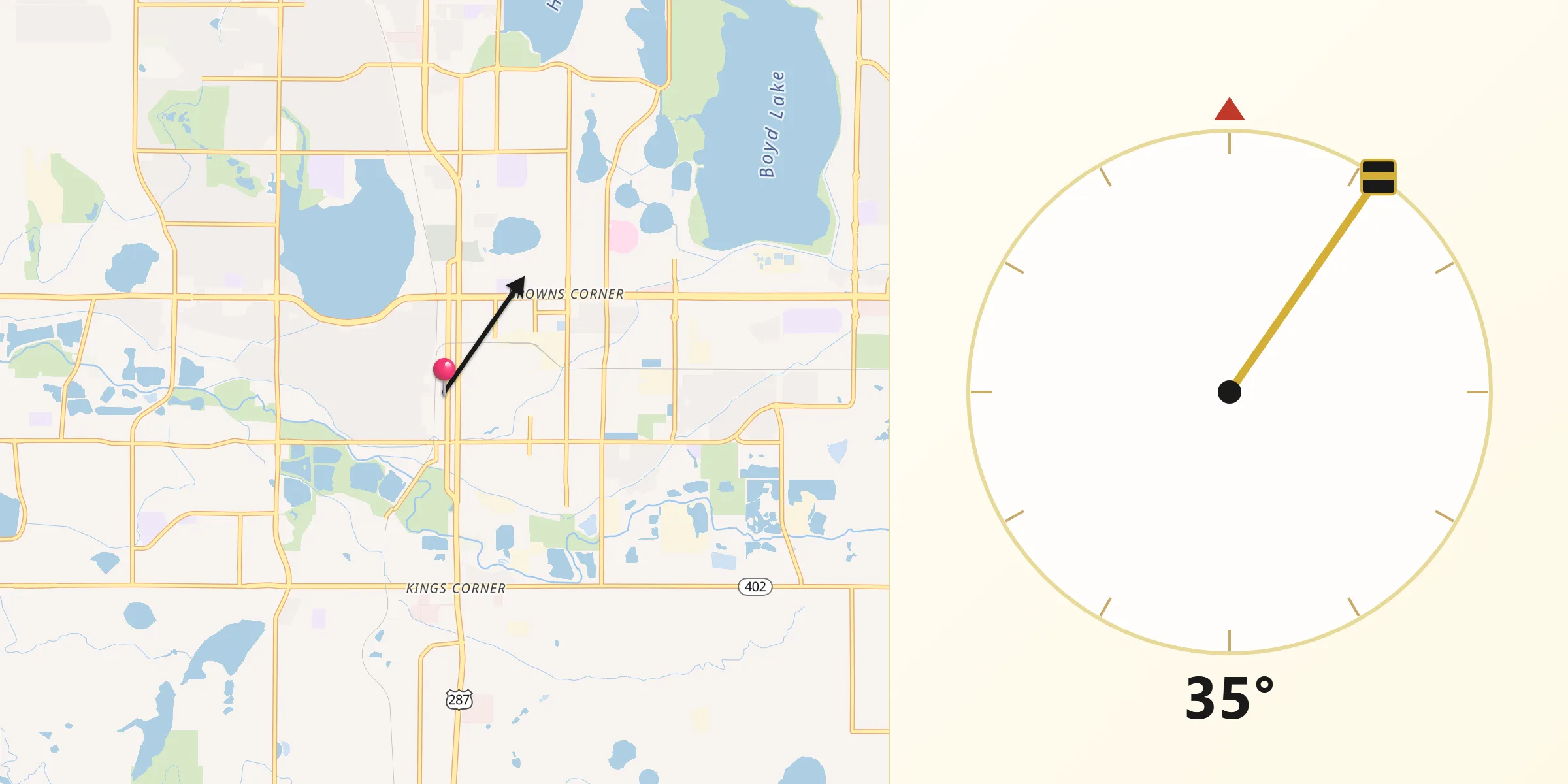 Qibla Direction from Loveland
