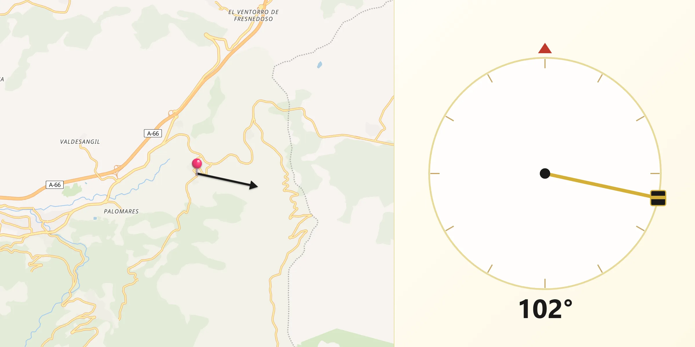 Dirección de la Qibla desde Navacarros