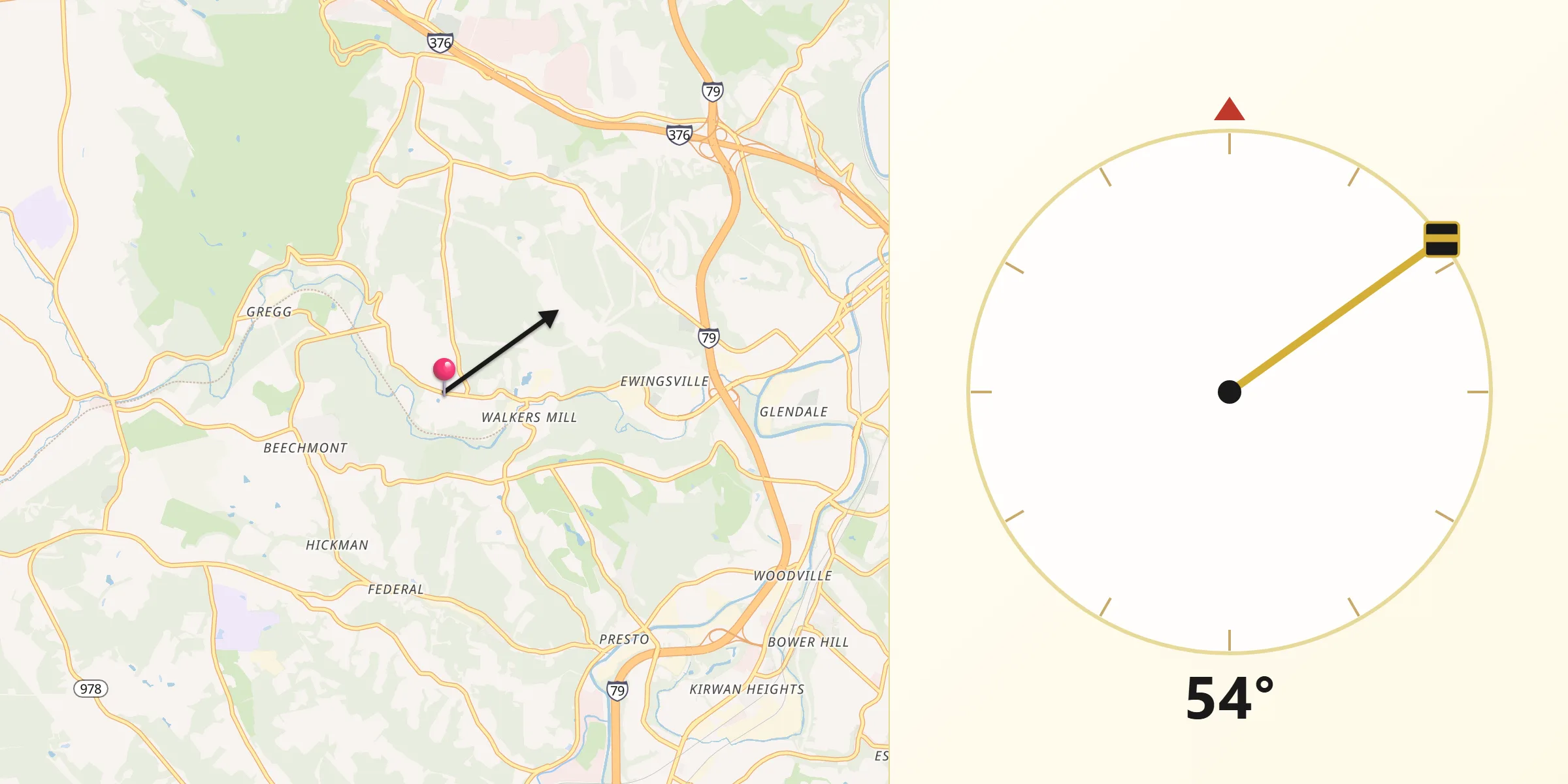 Qibla Direction from Rennerdale