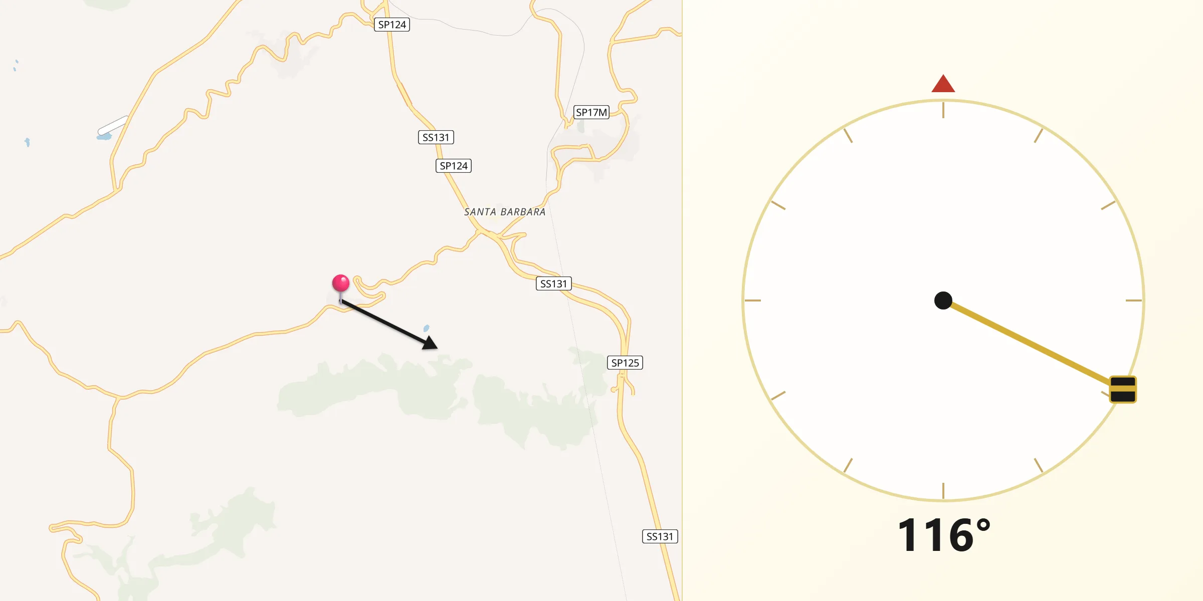 Direzione della Qibla da Semestene