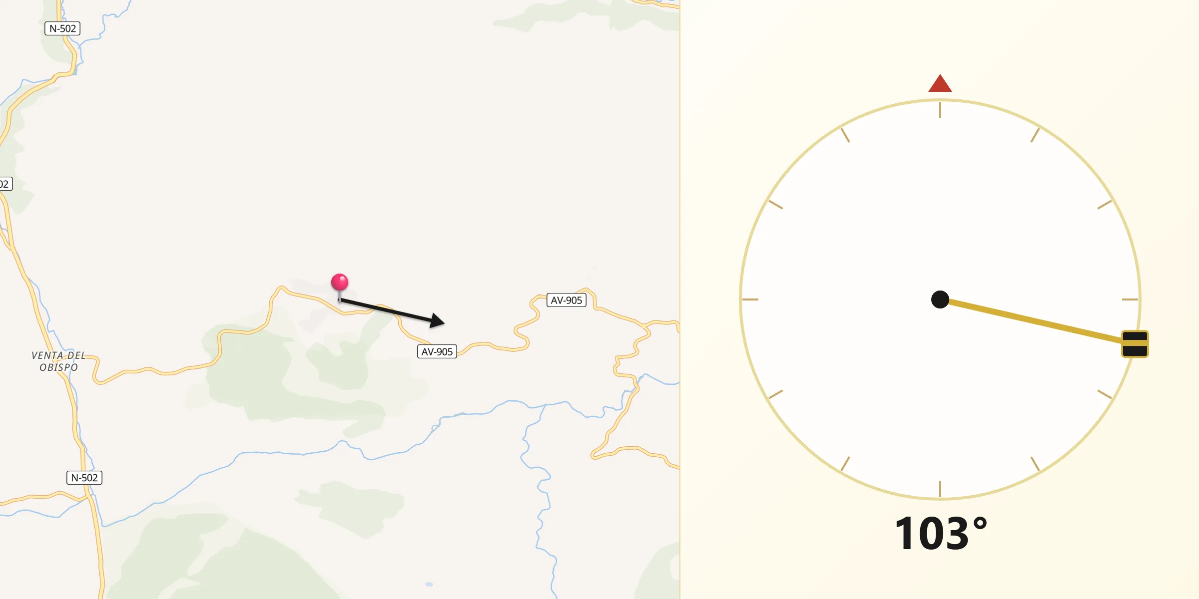 Dirección de la Qibla desde Hoyocasero