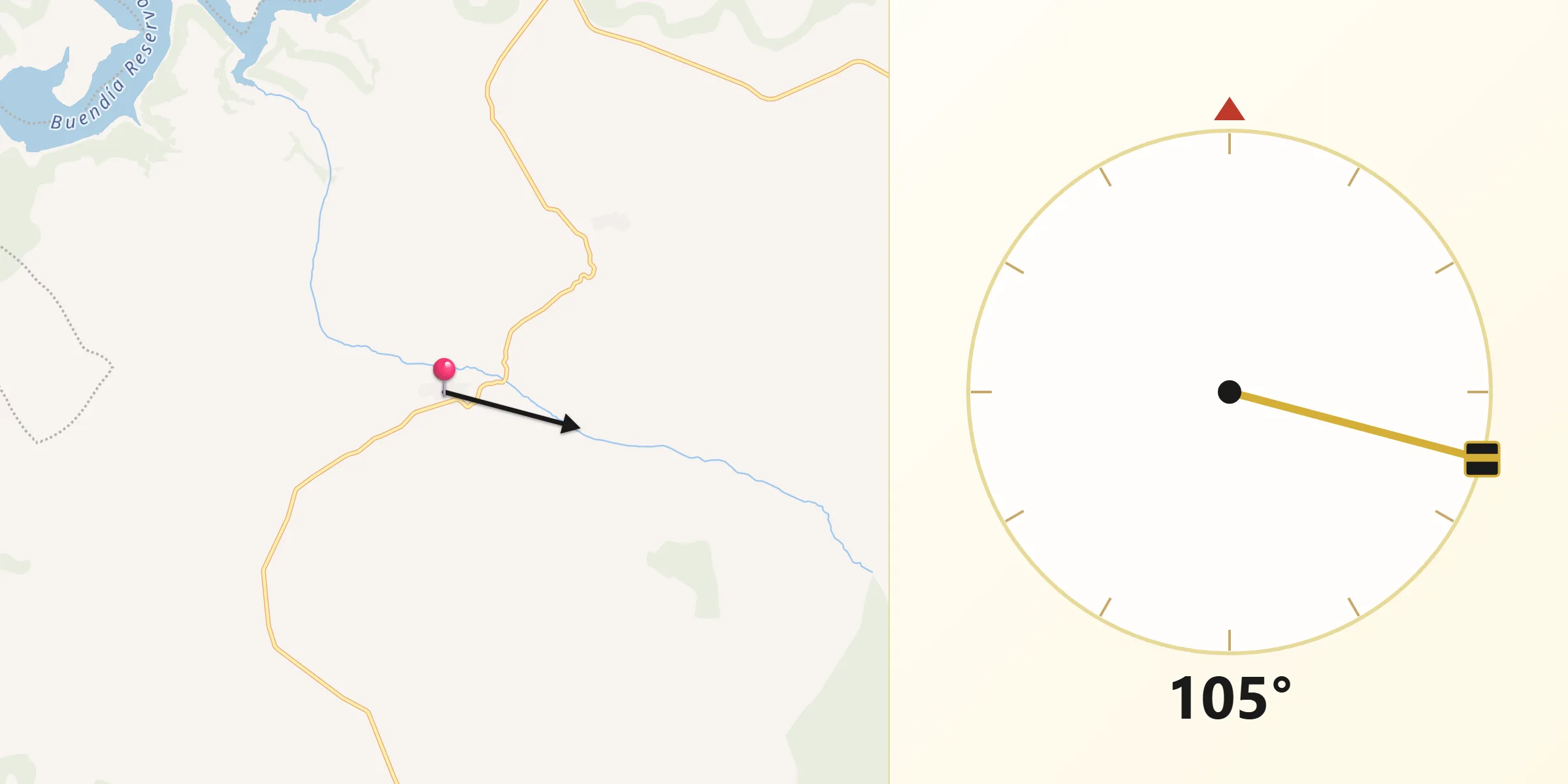Dirección de la Qibla desde Cañaveruelas