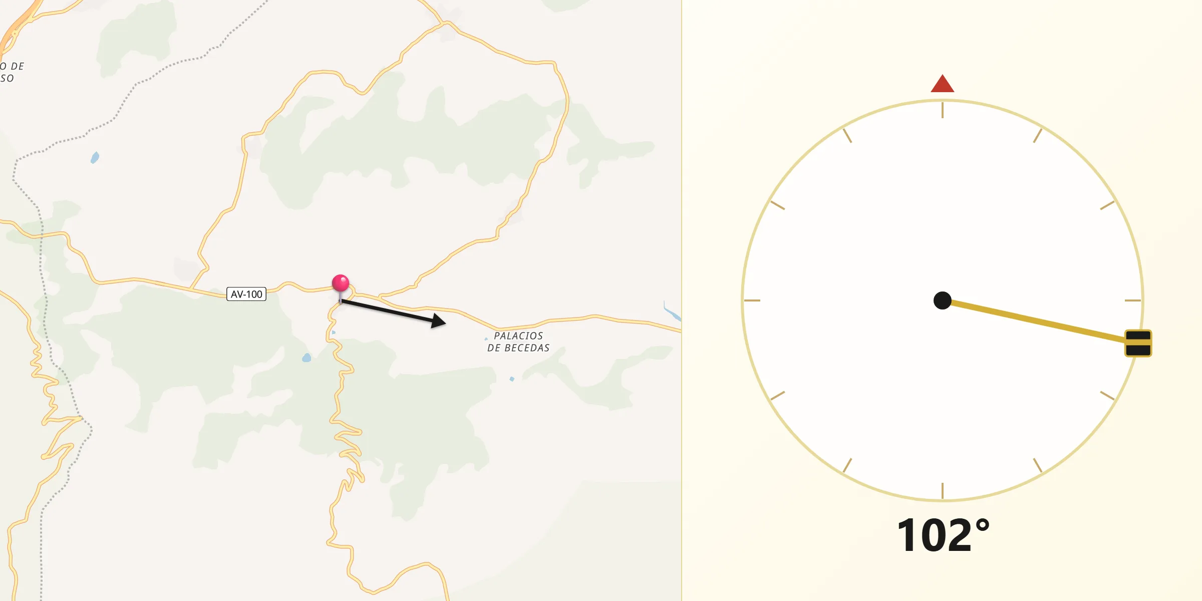 Dirección de la Qibla desde Becedas