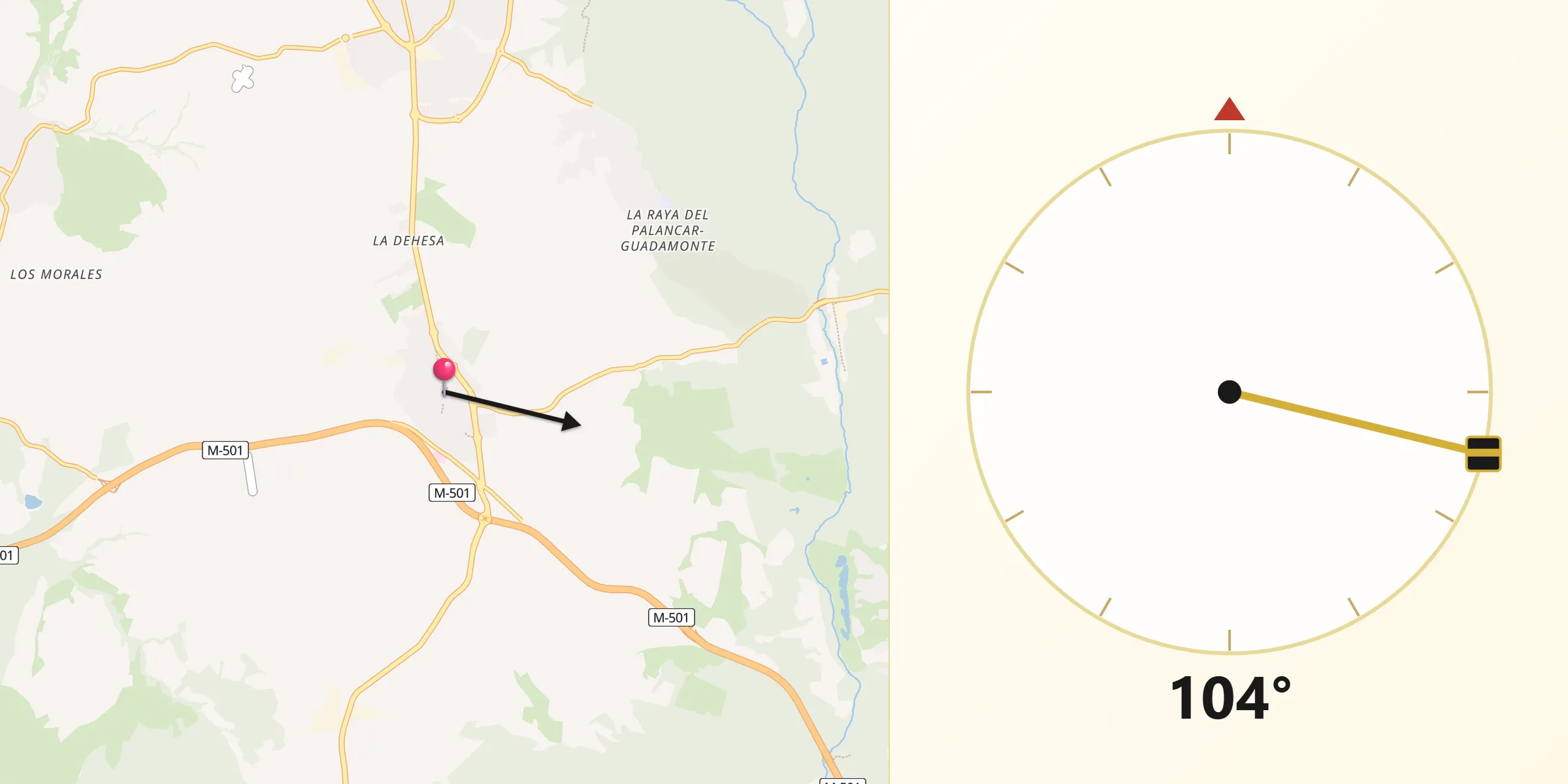 Dirección de la Qibla desde Brunete