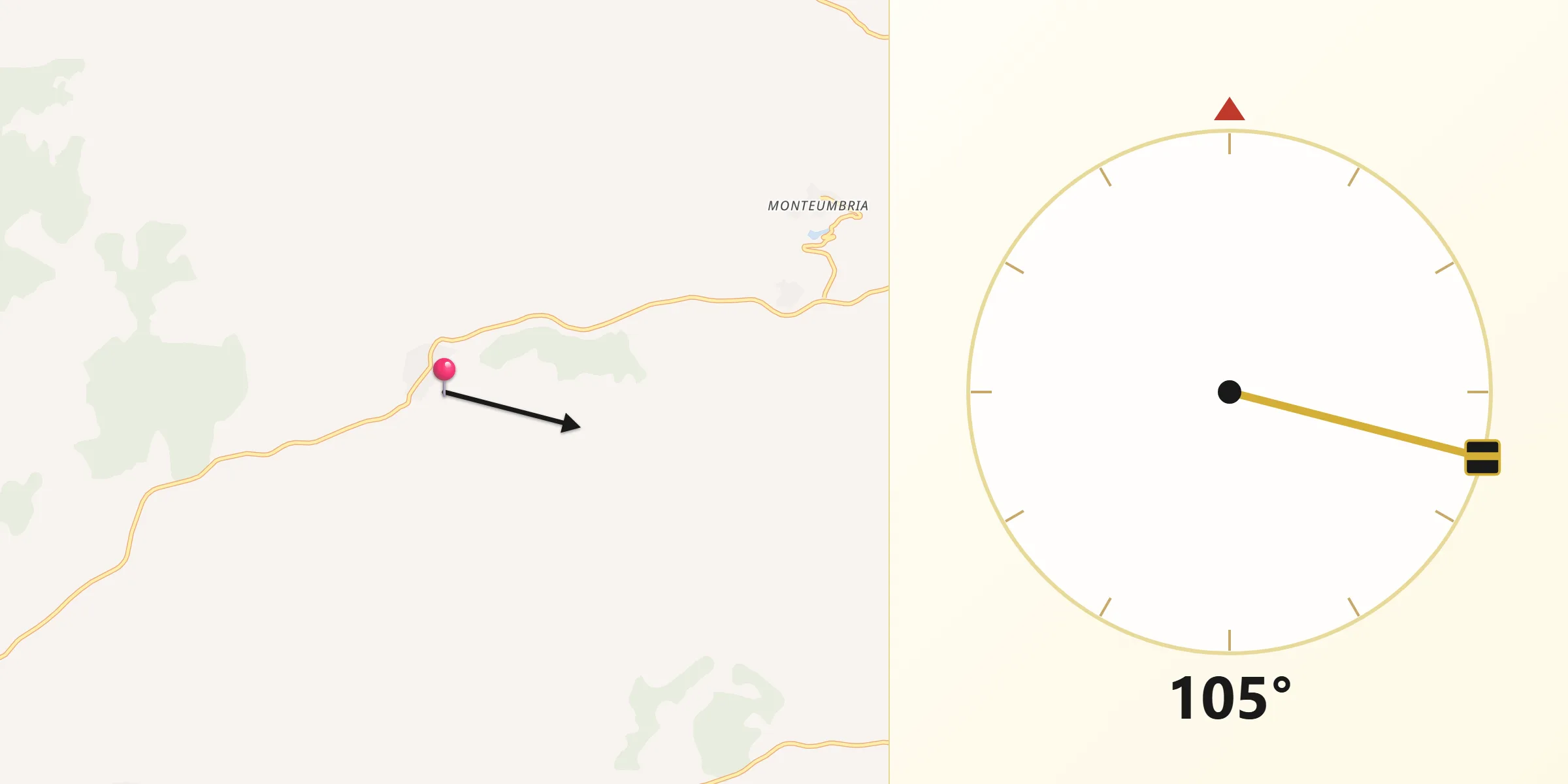 Dirección de la Qibla desde Escariche