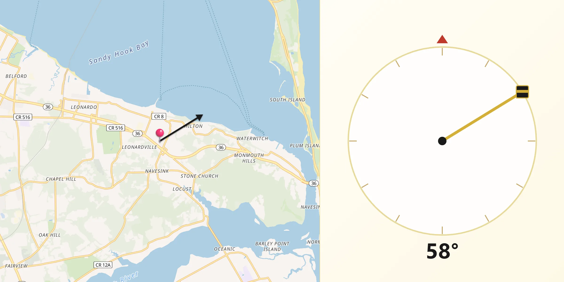 Qibla Direction from Atlantic Highlands
