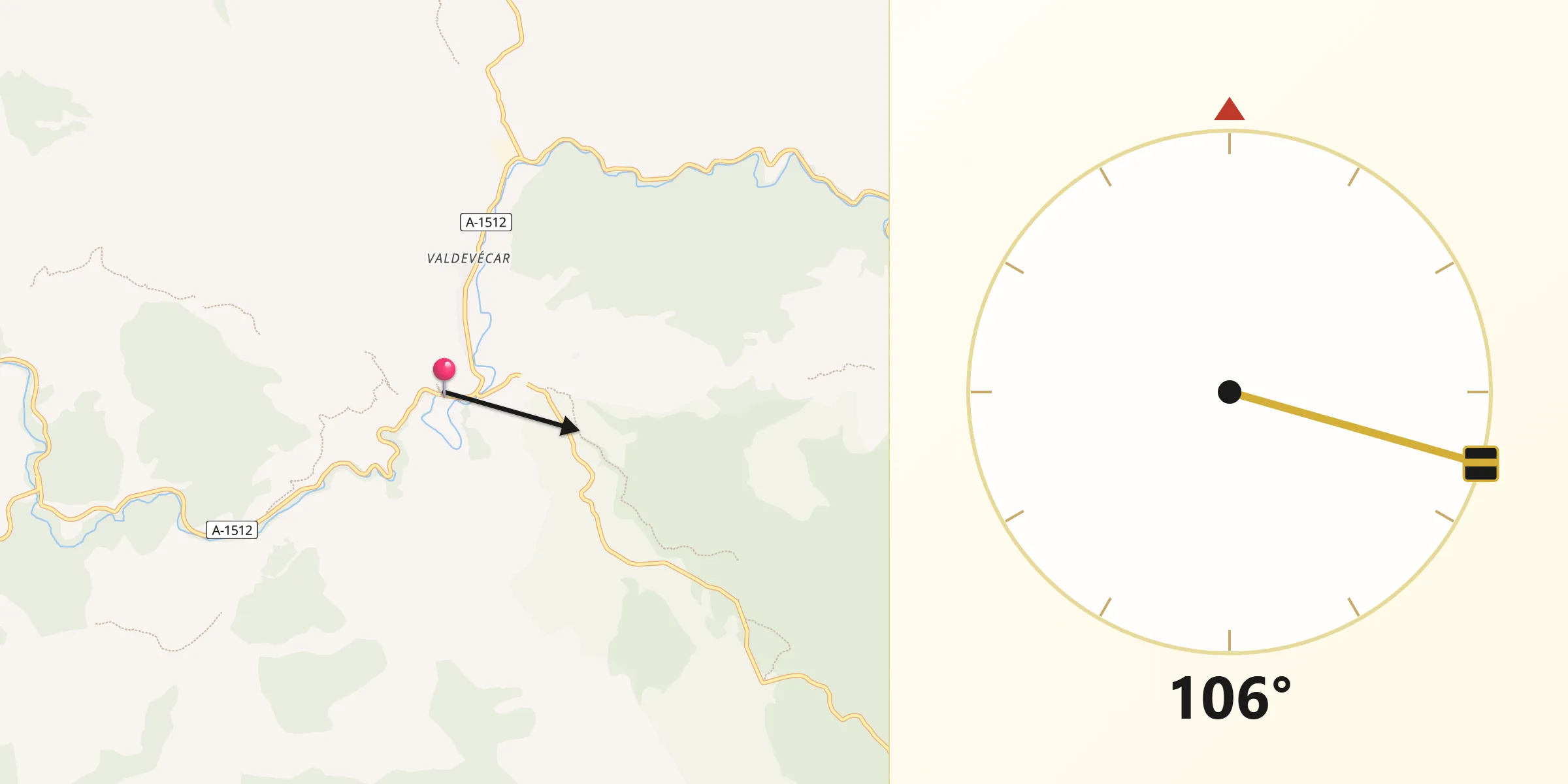 Dirección de la Qibla desde Albarracín