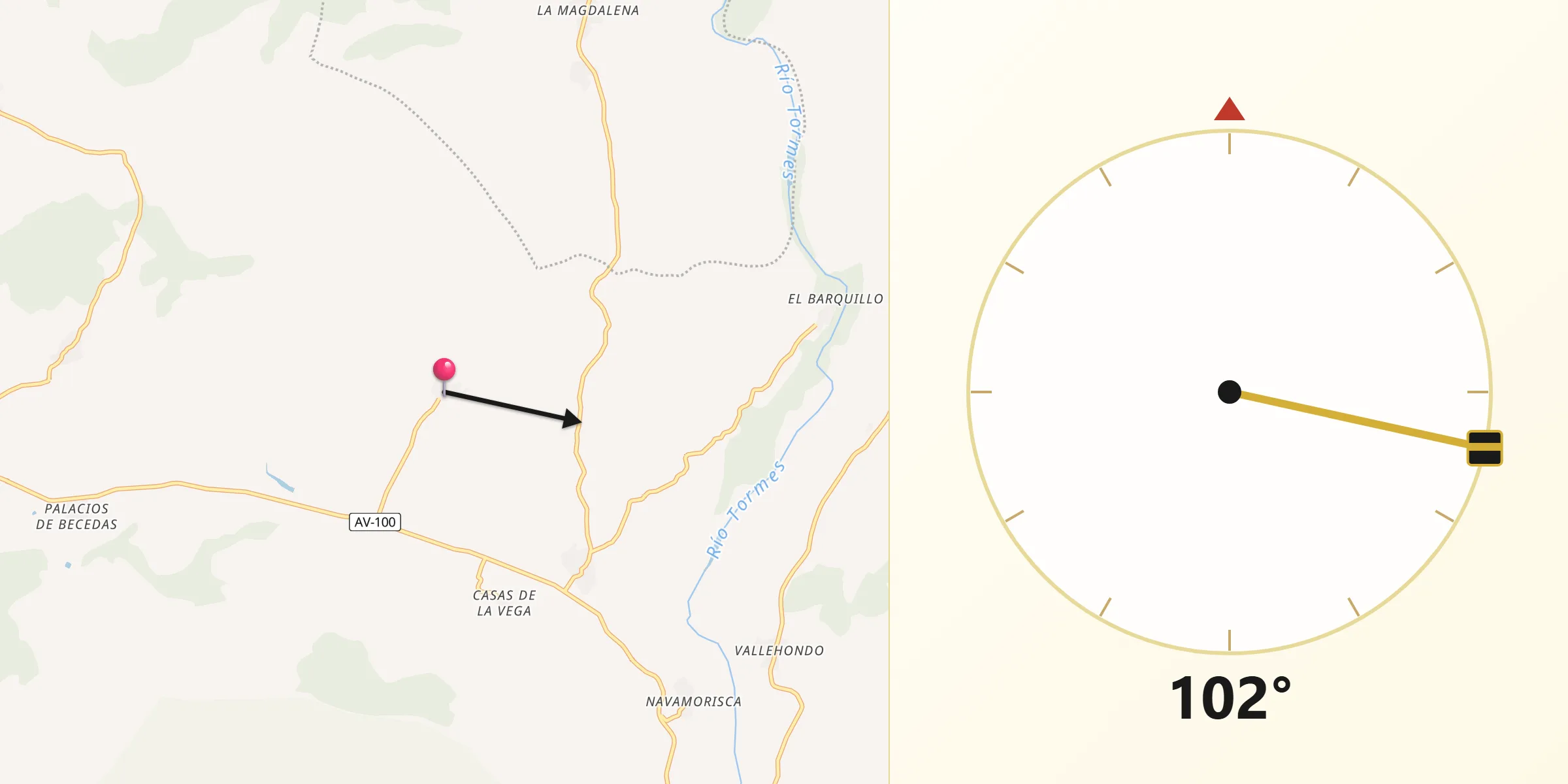 Dirección de la Qibla desde Junciana