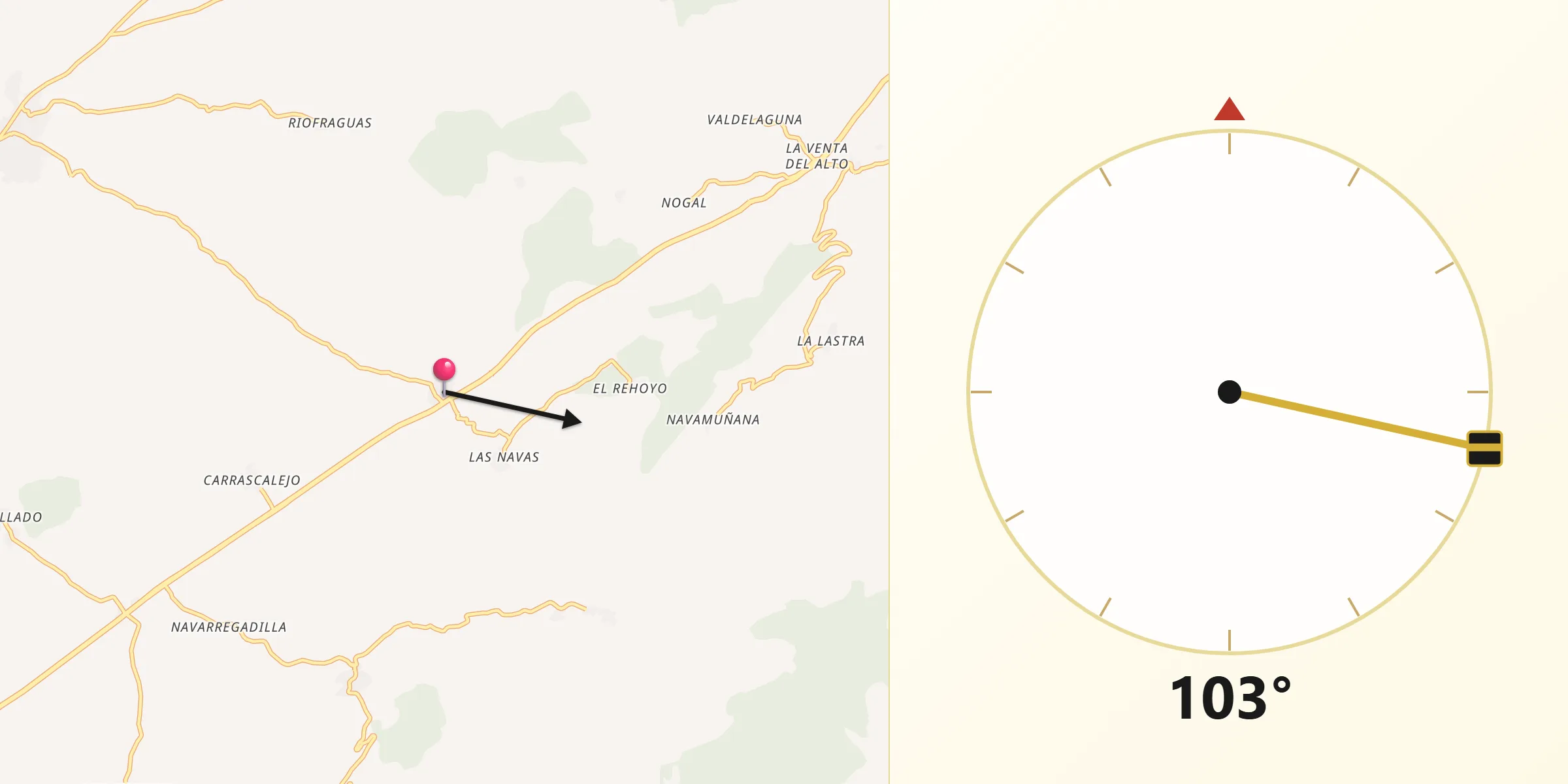Dirección de la Qibla desde La Aldehuela