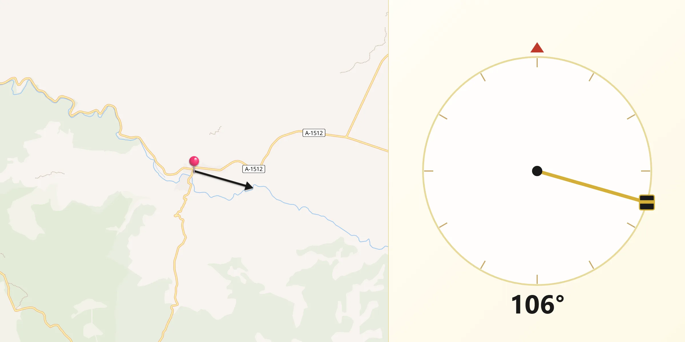 Dirección de la Qibla desde Gea de Albarracín