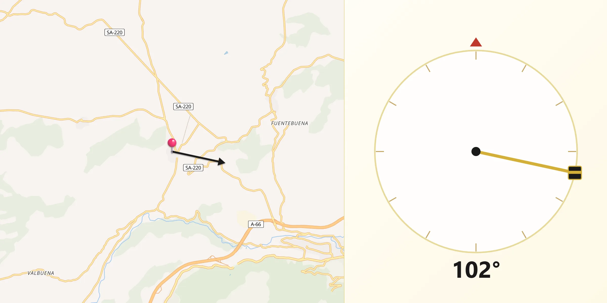 Dirección de la Qibla desde La Calzada de Béjar