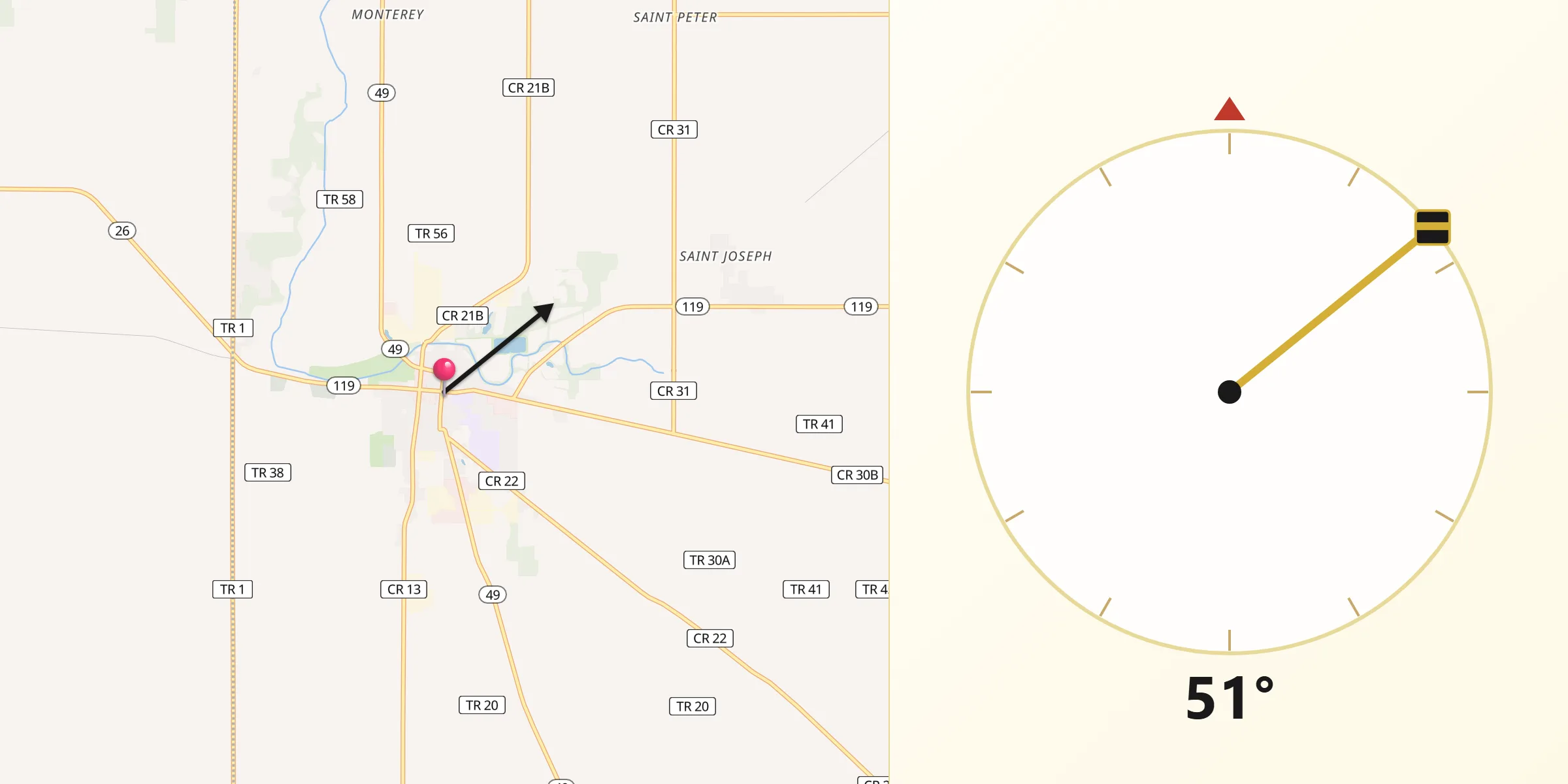 Qibla Direction from Fort Recovery