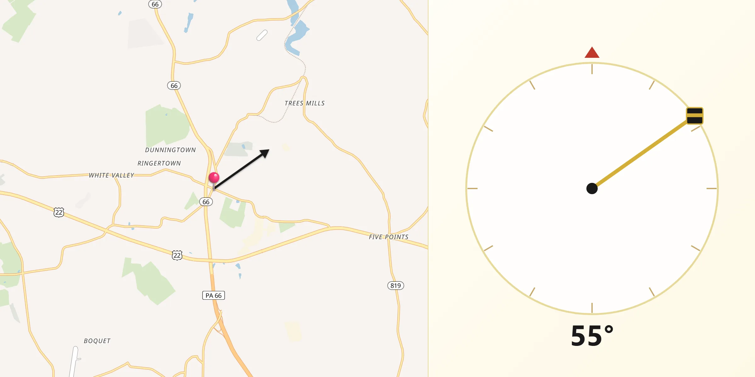 Qibla Direction from Delmont