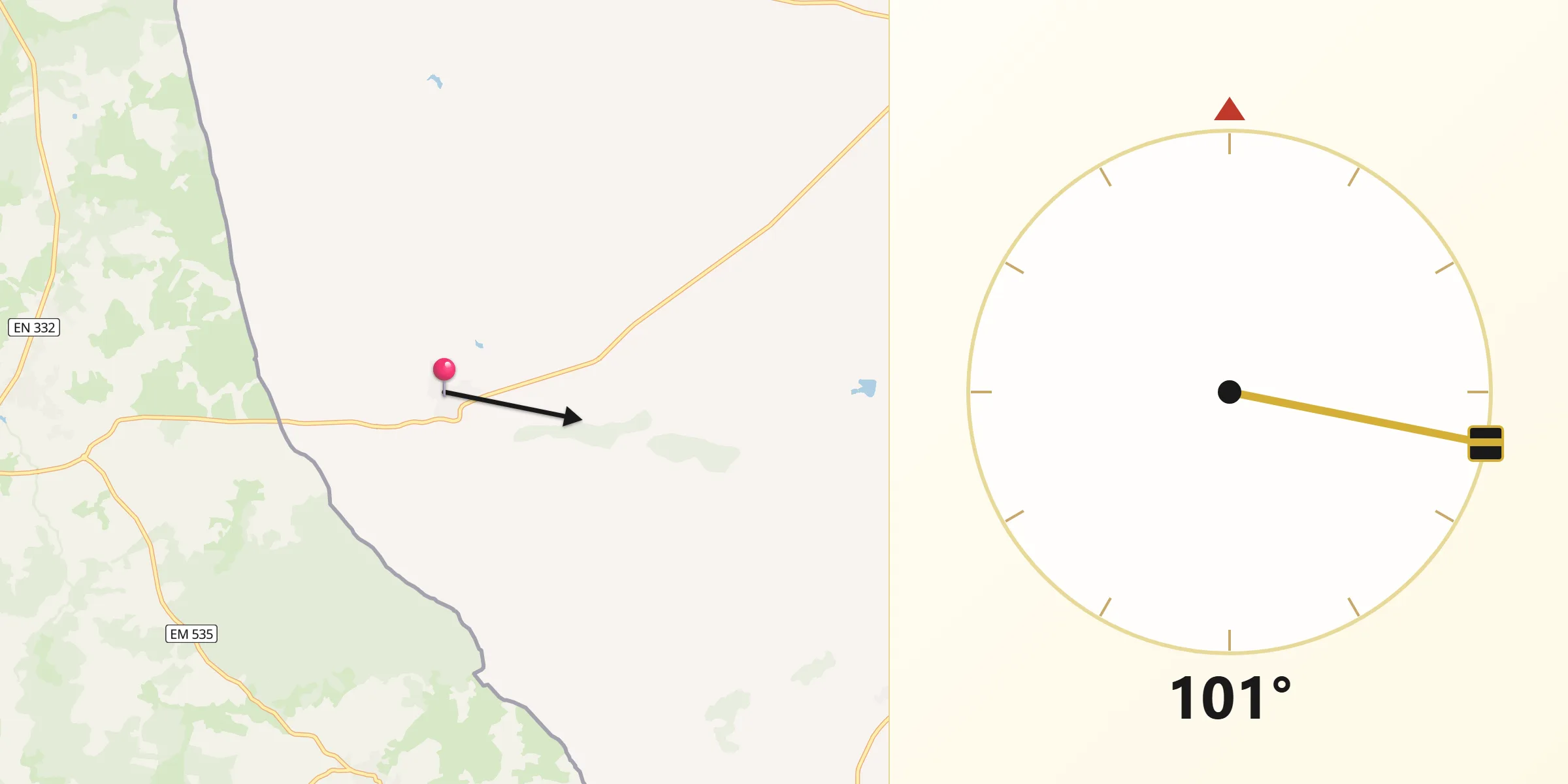 Dirección de la Qibla desde La Alberguería de Argañán