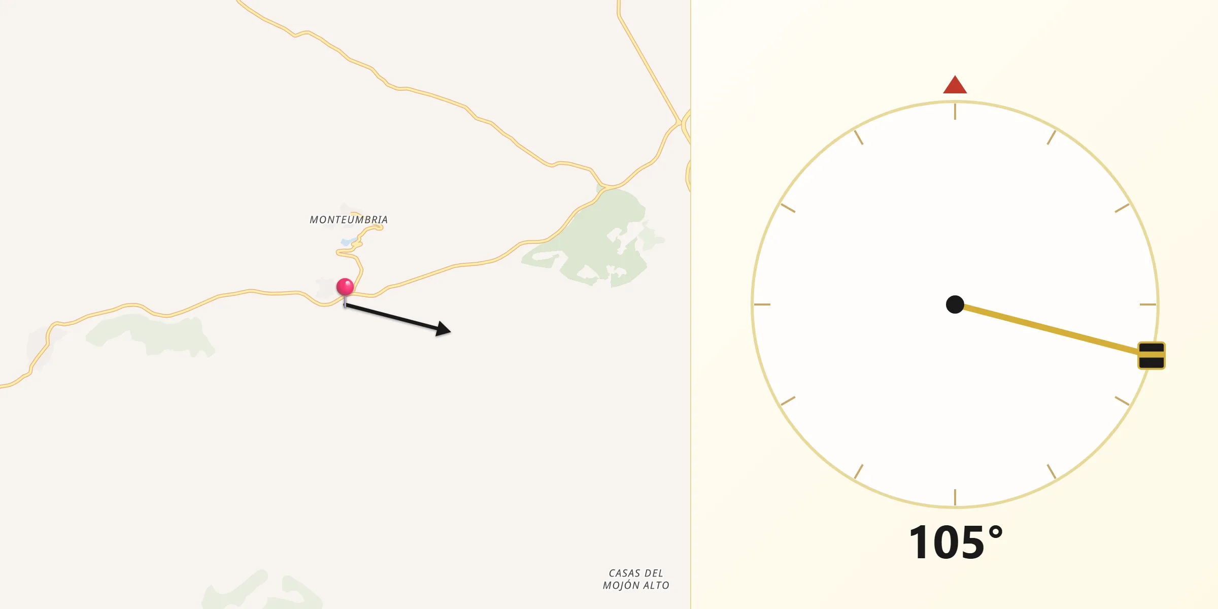 Dirección de la Qibla desde Escopete