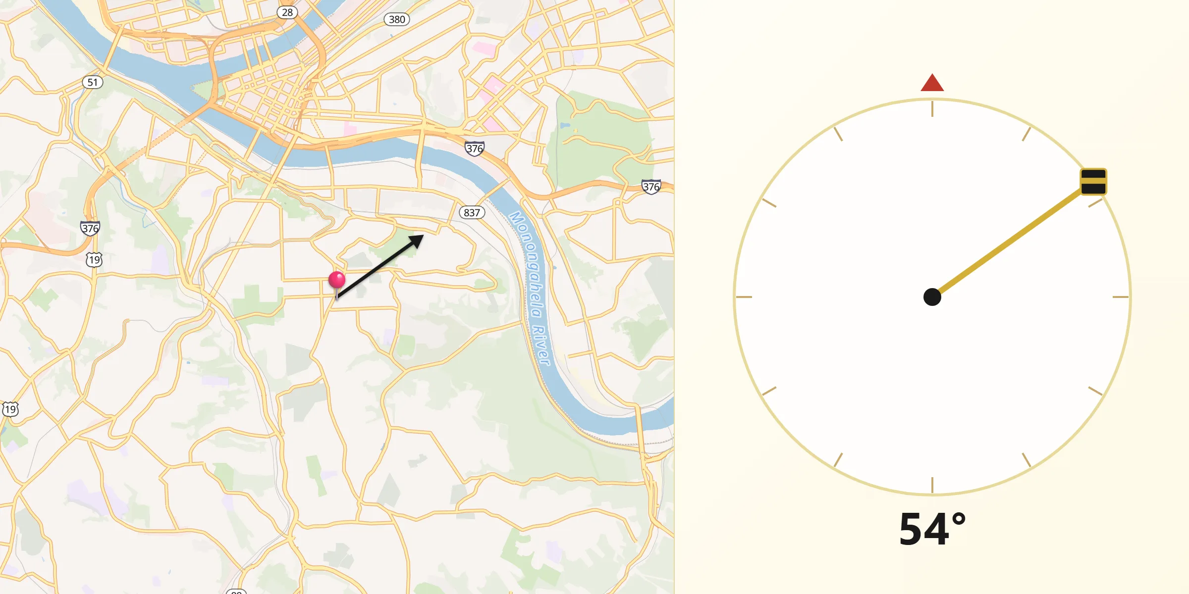 Qibla Direction from Mount Oliver