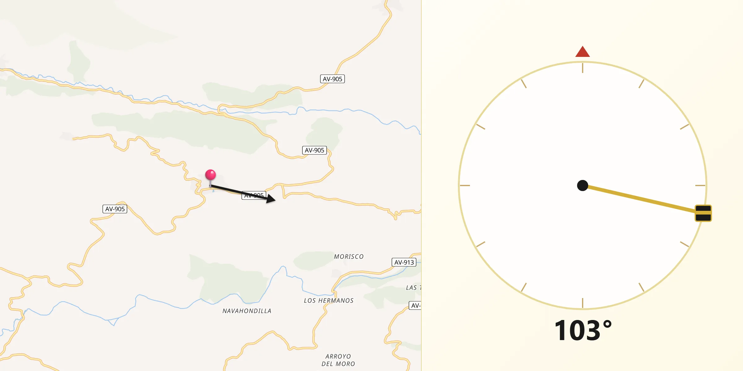 Dirección de la Qibla desde Navatalgordo