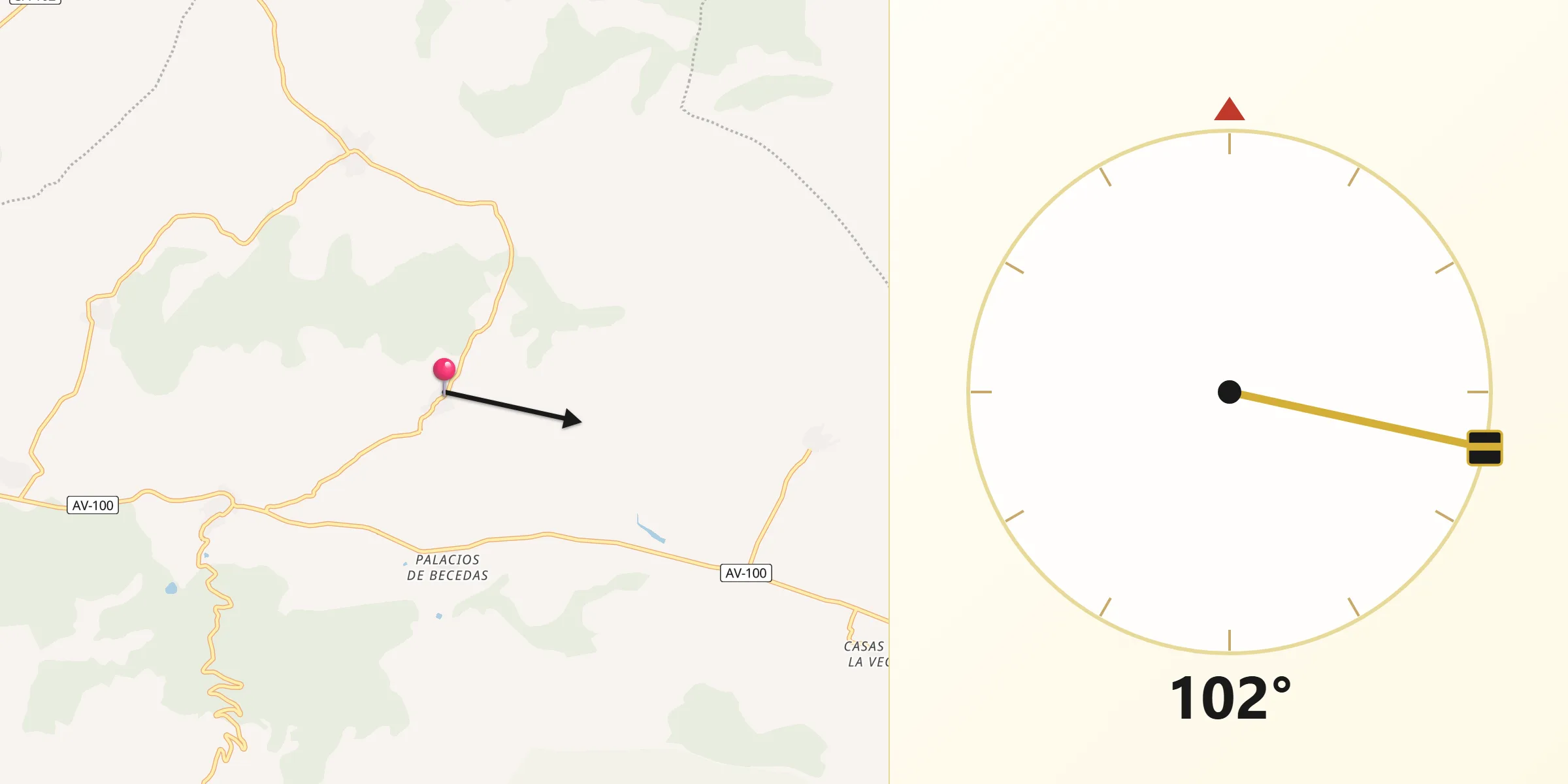 Dirección de la Qibla desde Gilbuena