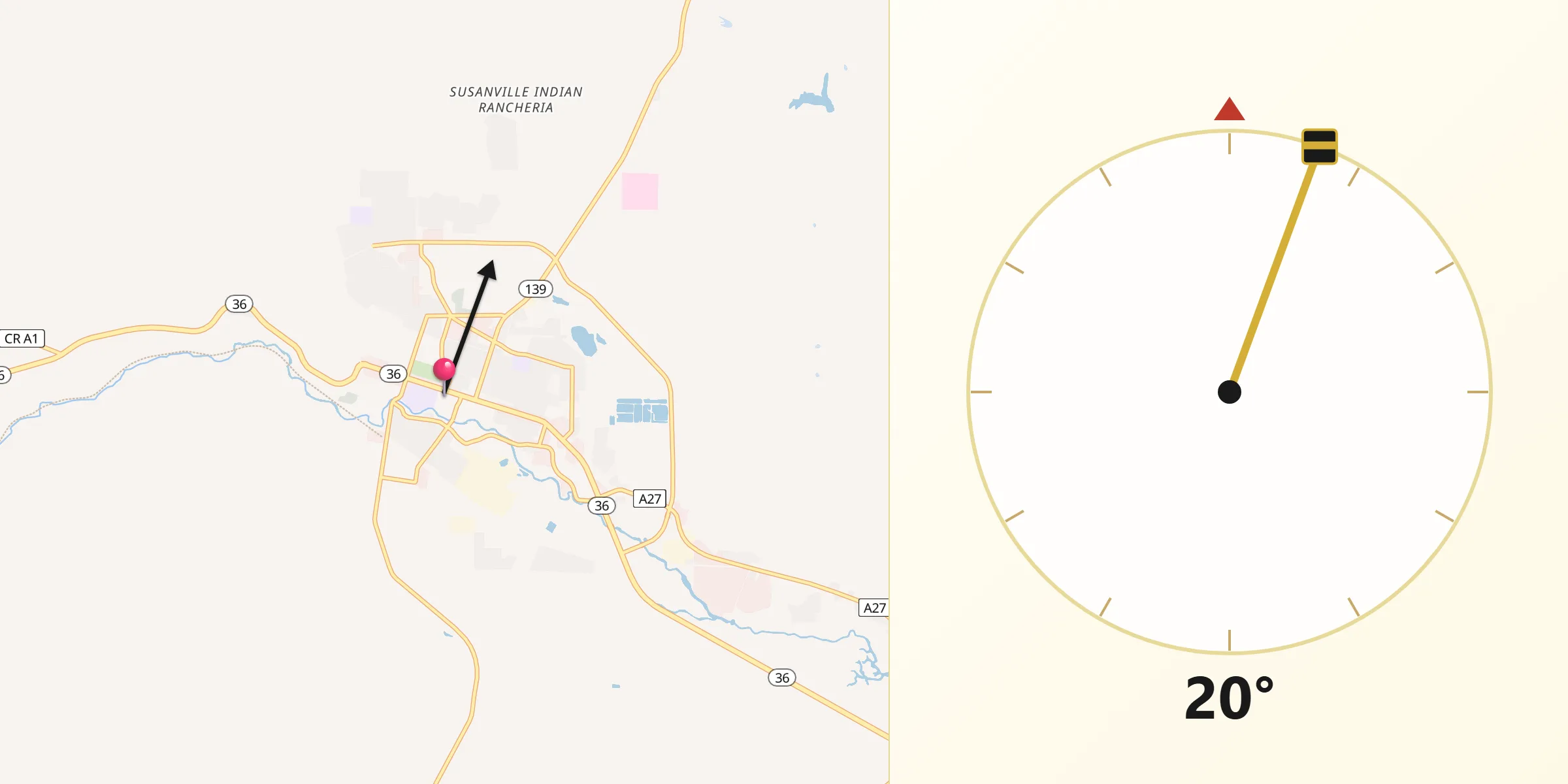 Qibla Direction from Susanville