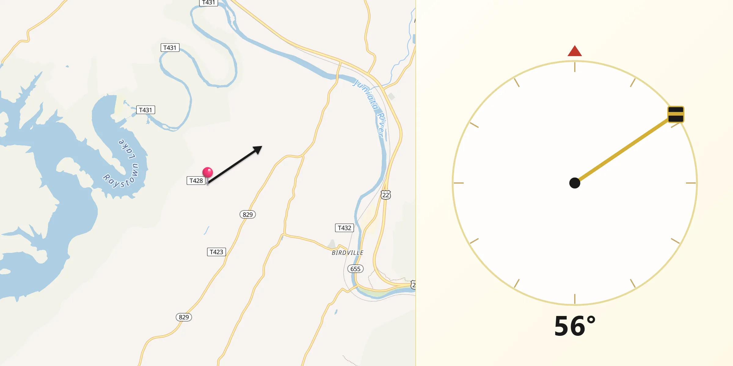 Qibla Direction from Huntingdon County