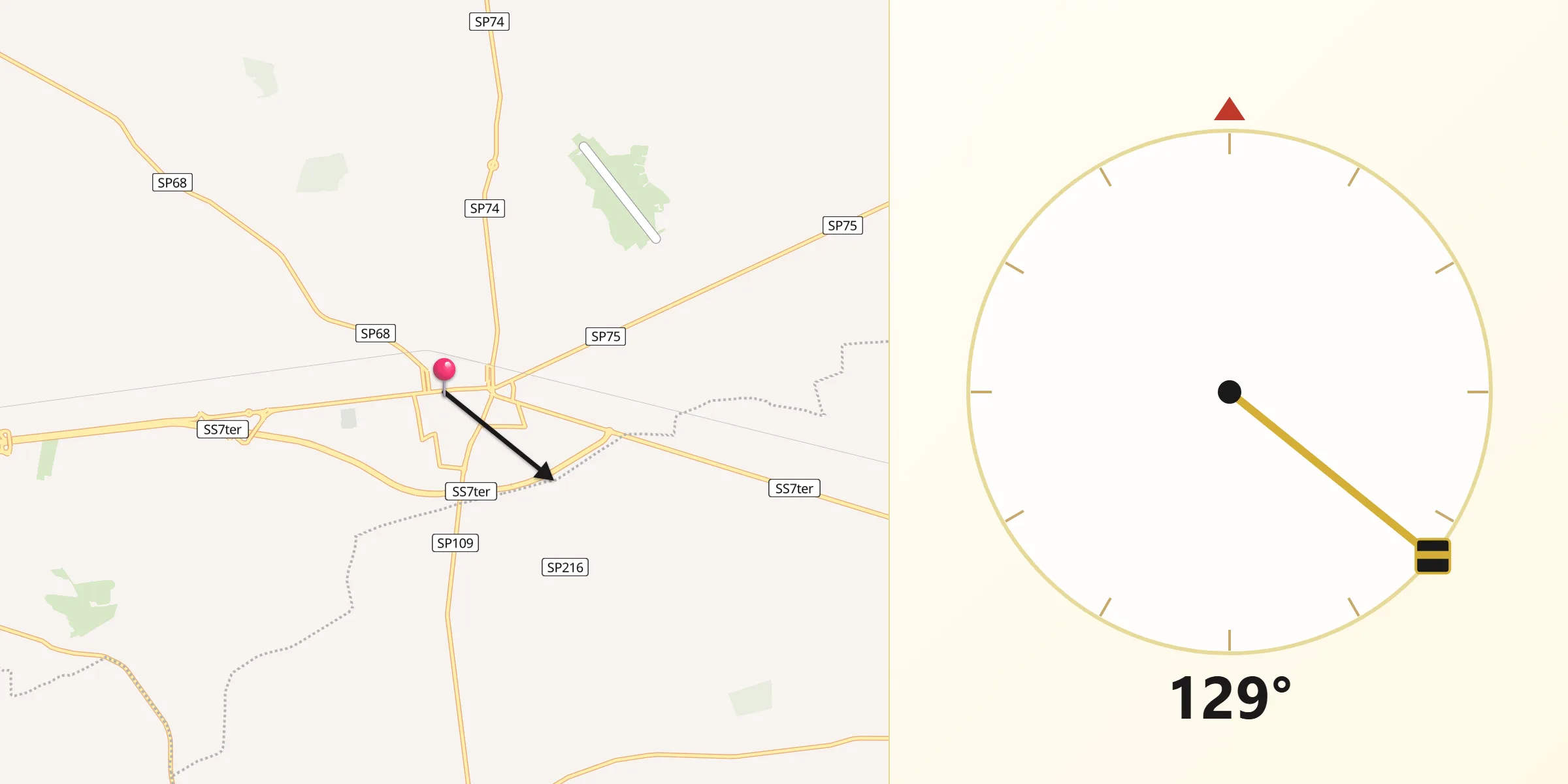 Direzione della Qibla da San Pancrazio Salentino