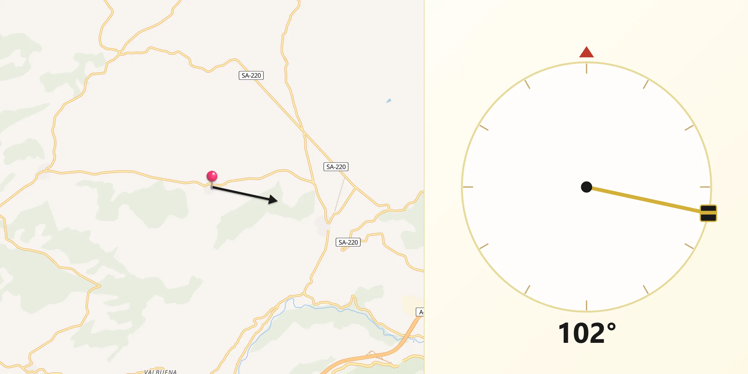 Dirección de la Qibla desde Valdehijaderos
