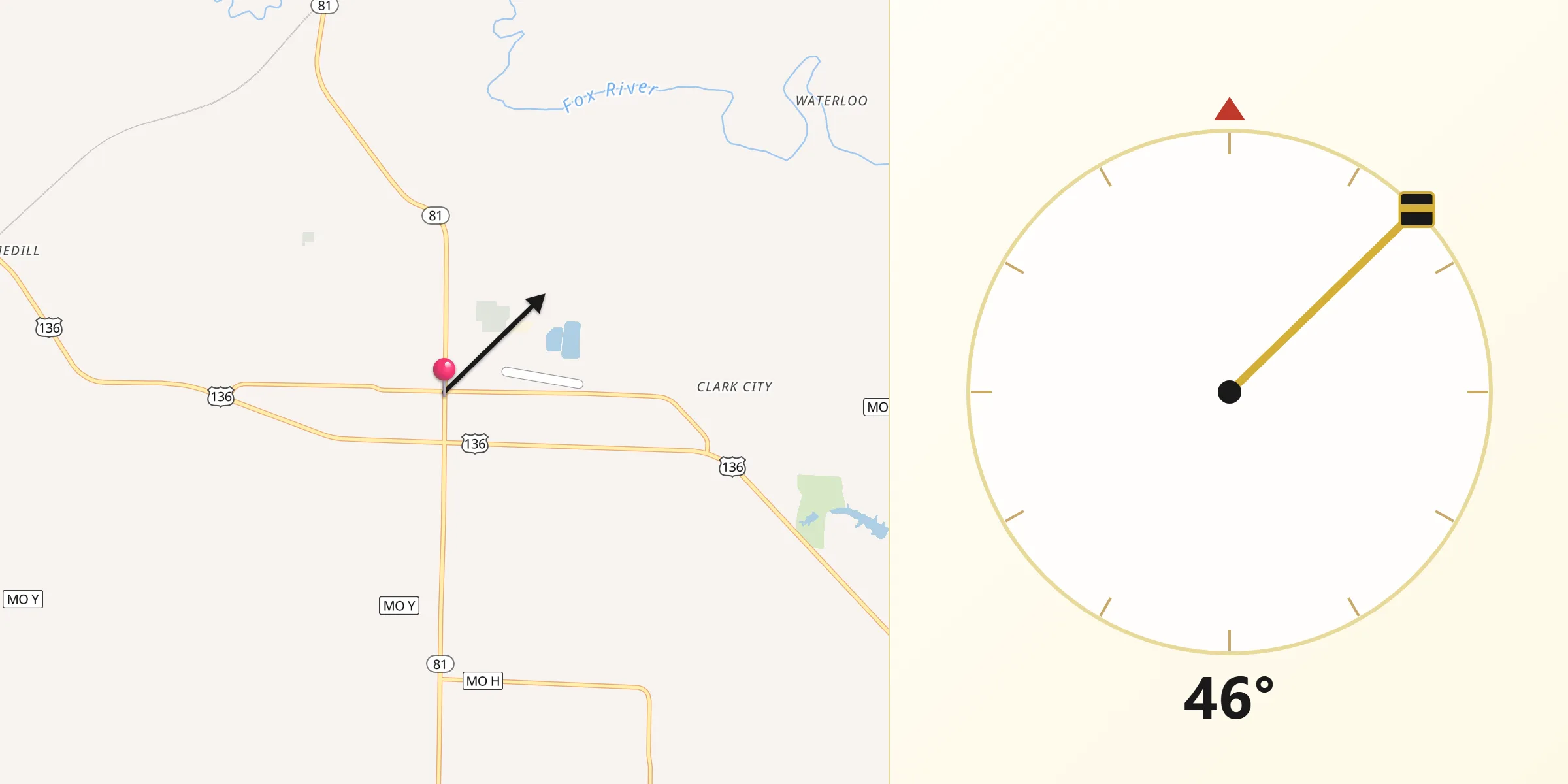 Qibla Direction from Kahoka