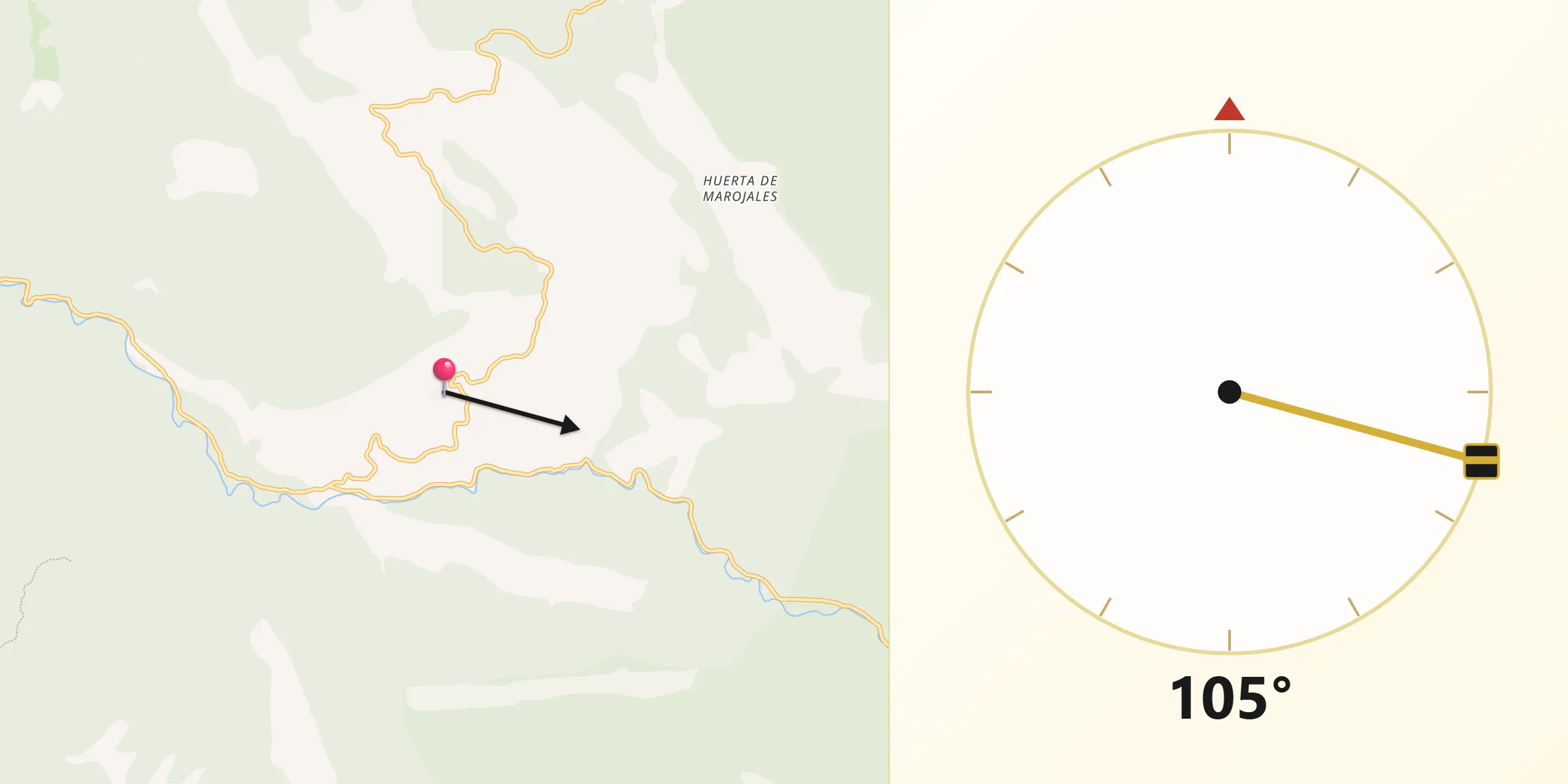 Dirección de la Qibla desde Poyatos