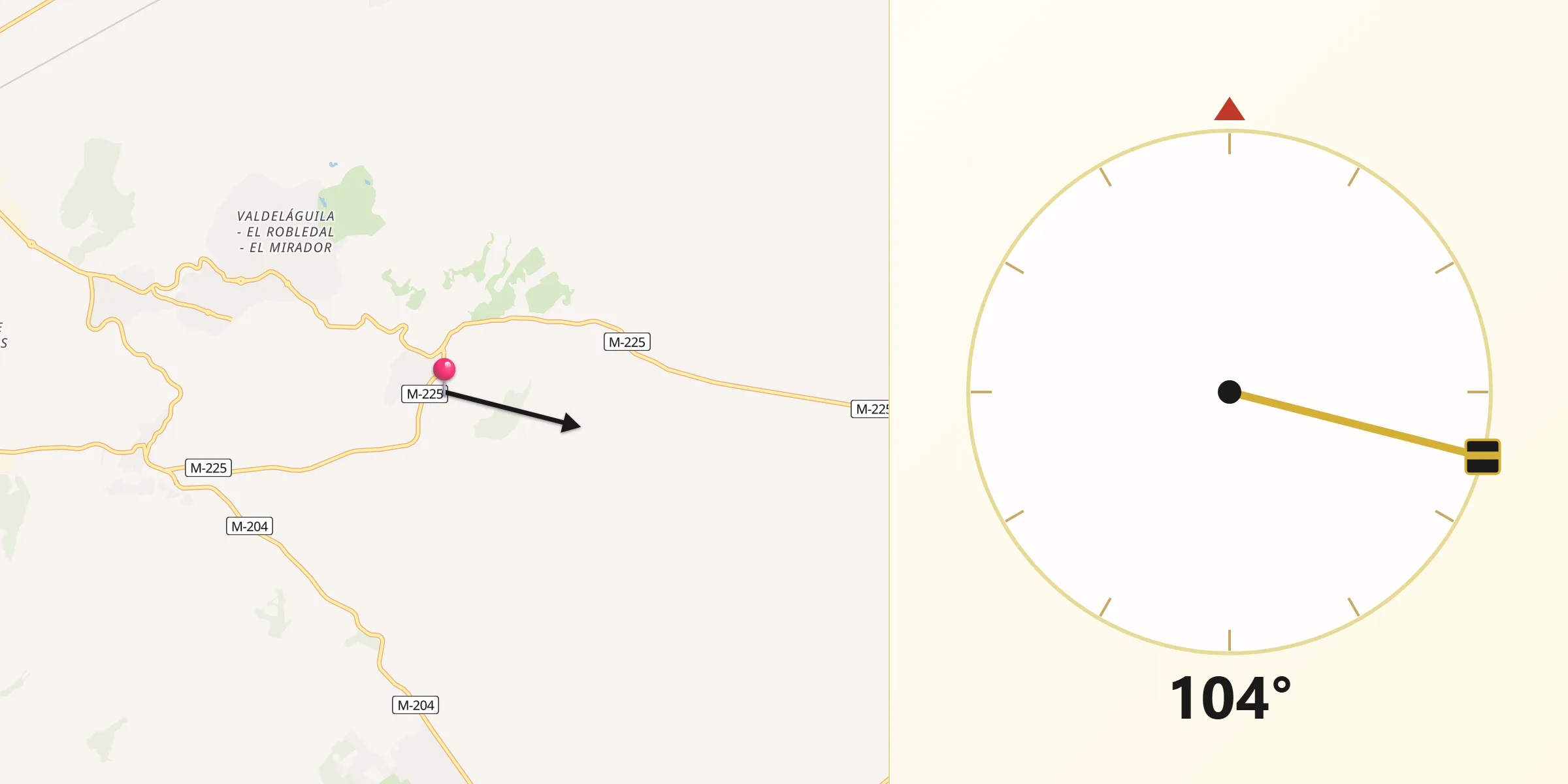 Dirección de la Qibla desde Corpa