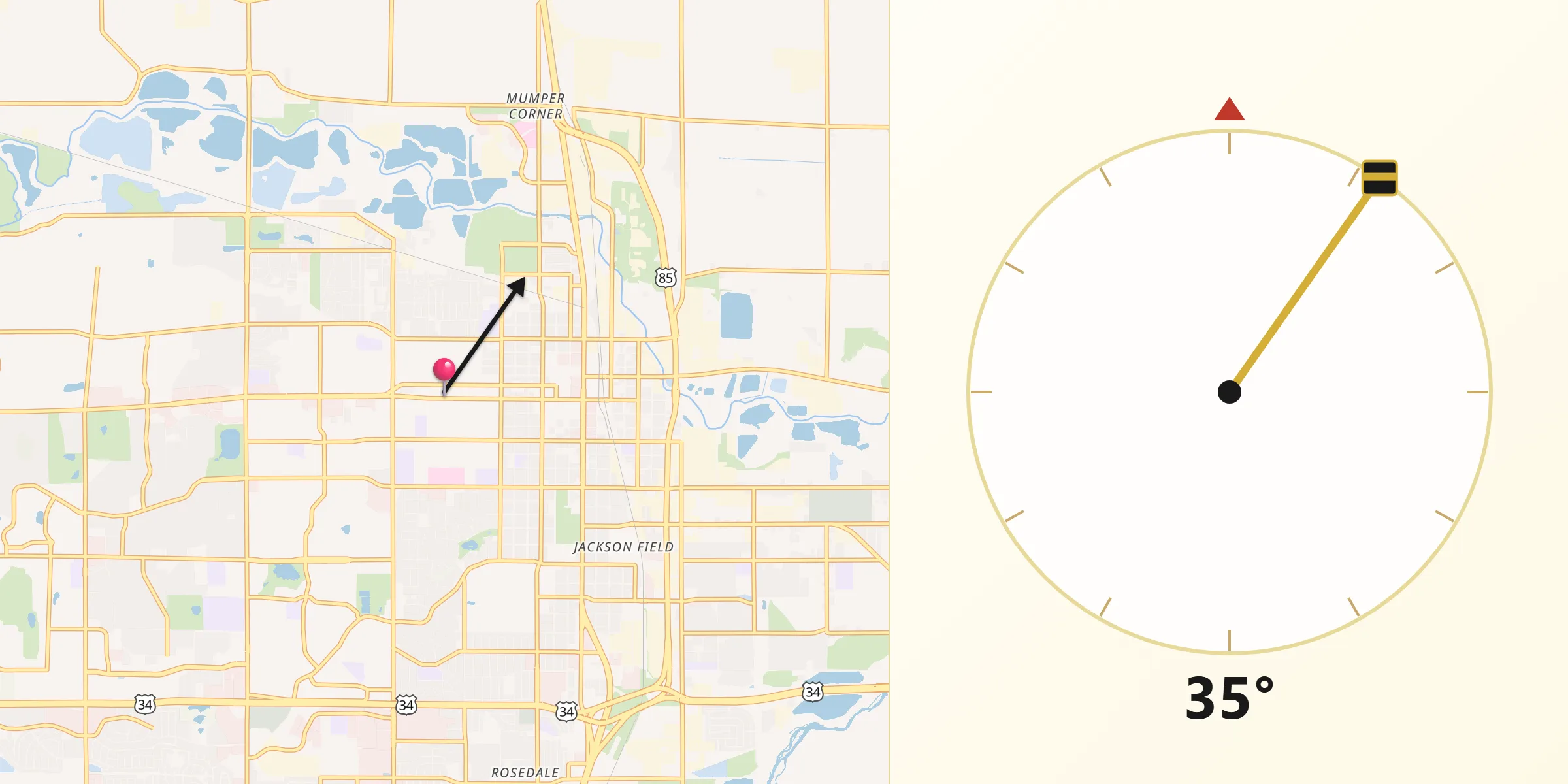 Qibla Direction from Greeley