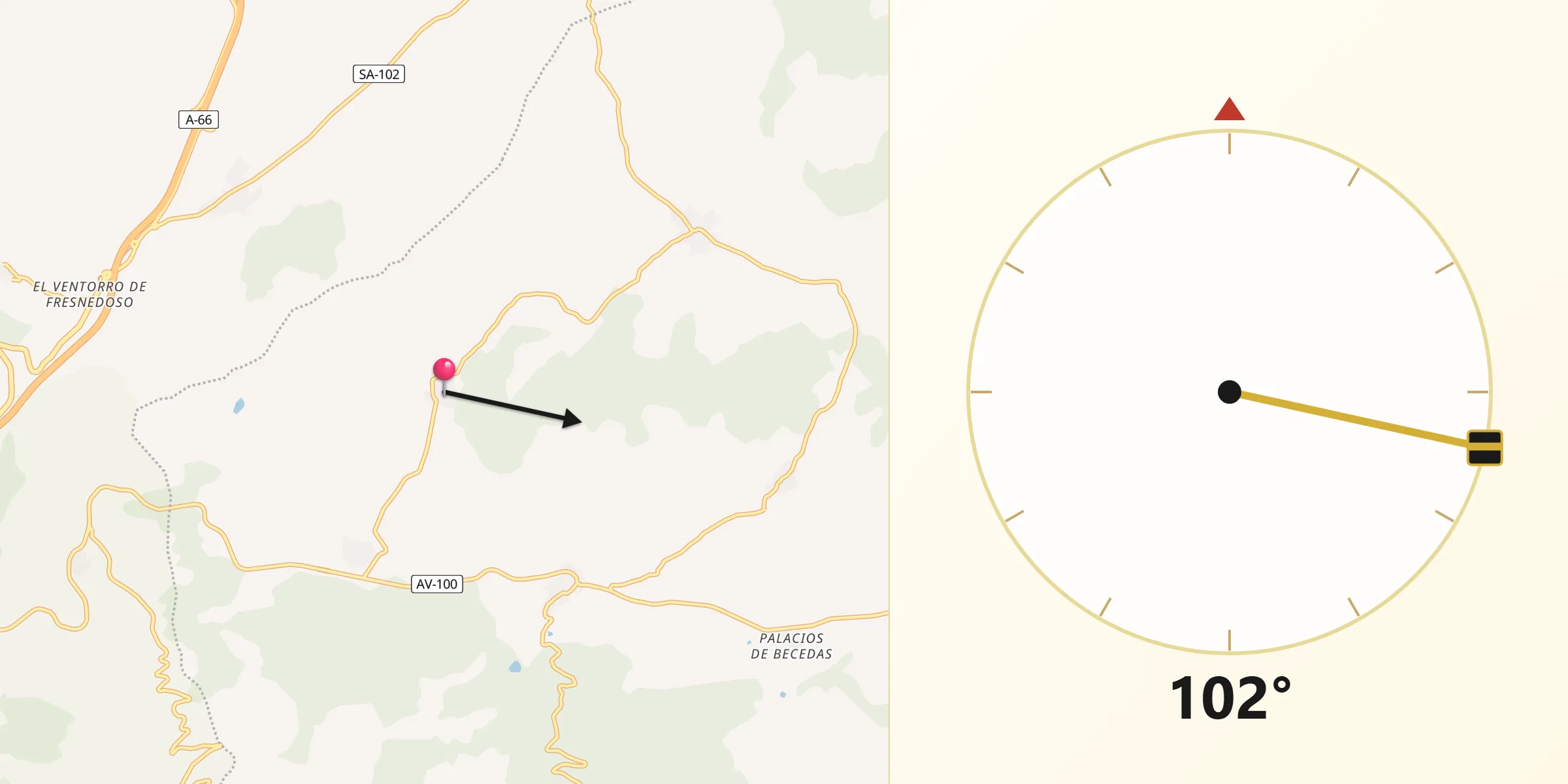 Dirección de la Qibla desde Neila de San Miguel