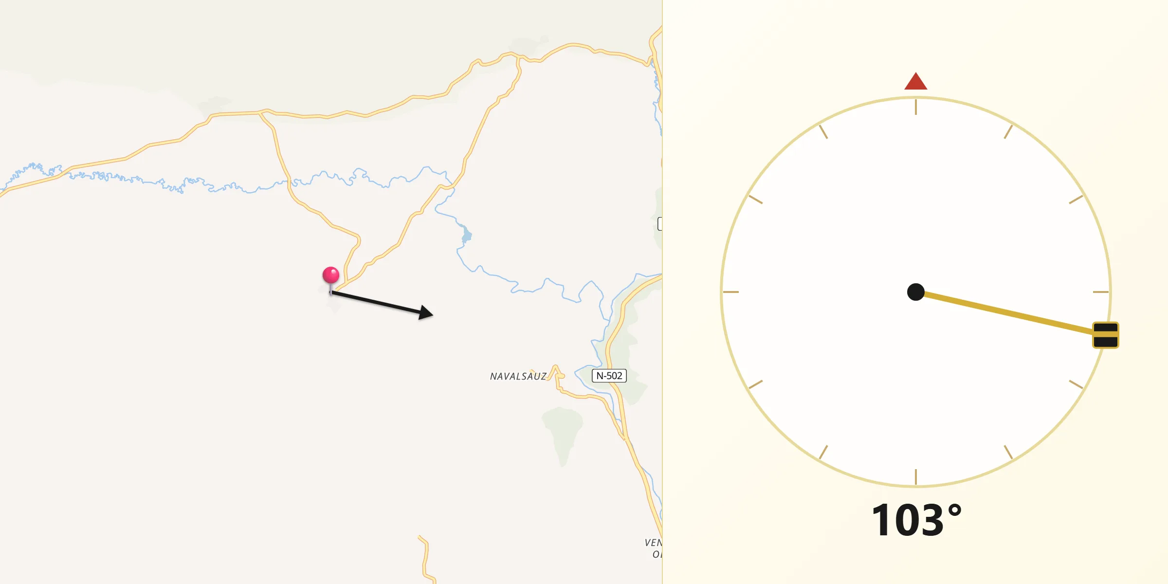 Dirección de la Qibla desde Navadijos
