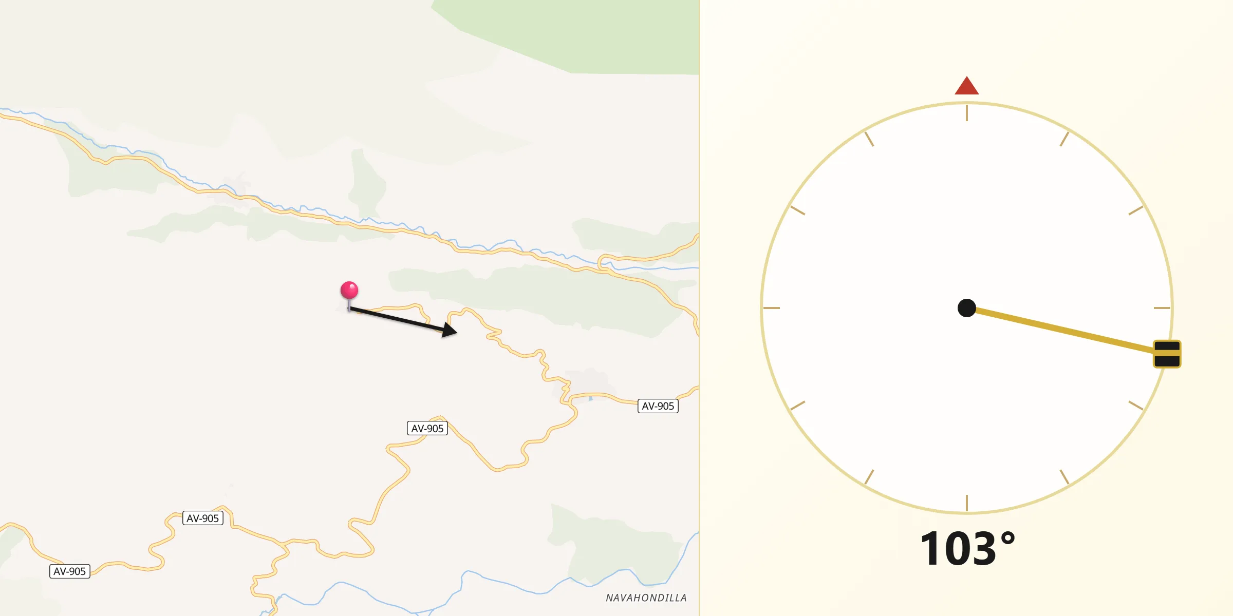 Dirección de la Qibla desde Navaquesera