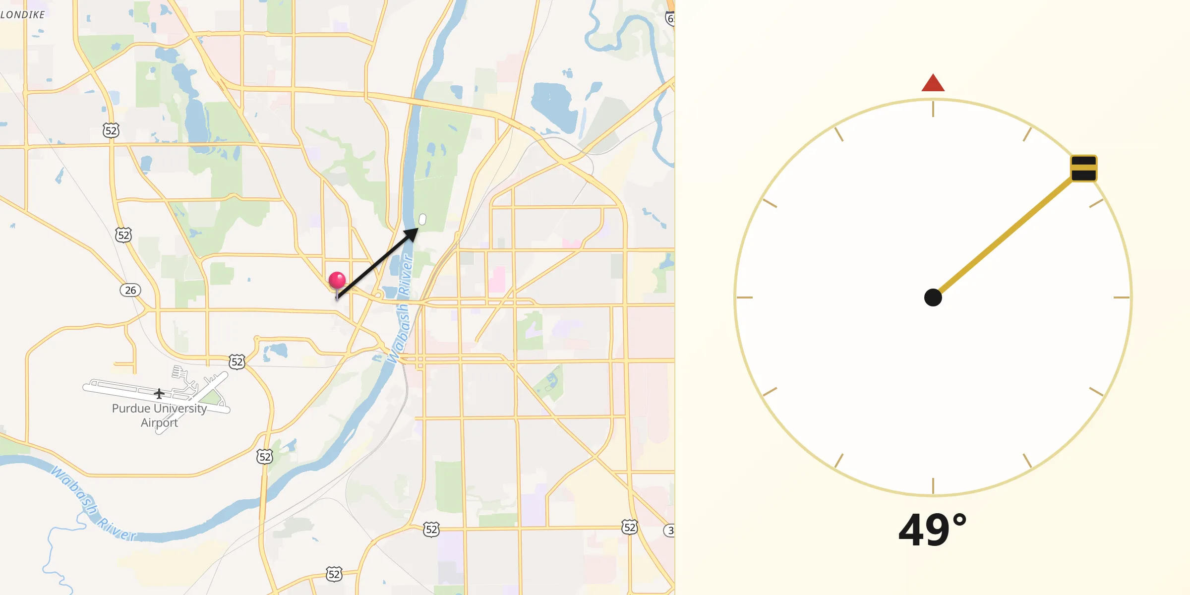 Qibla Direction from West Lafayette