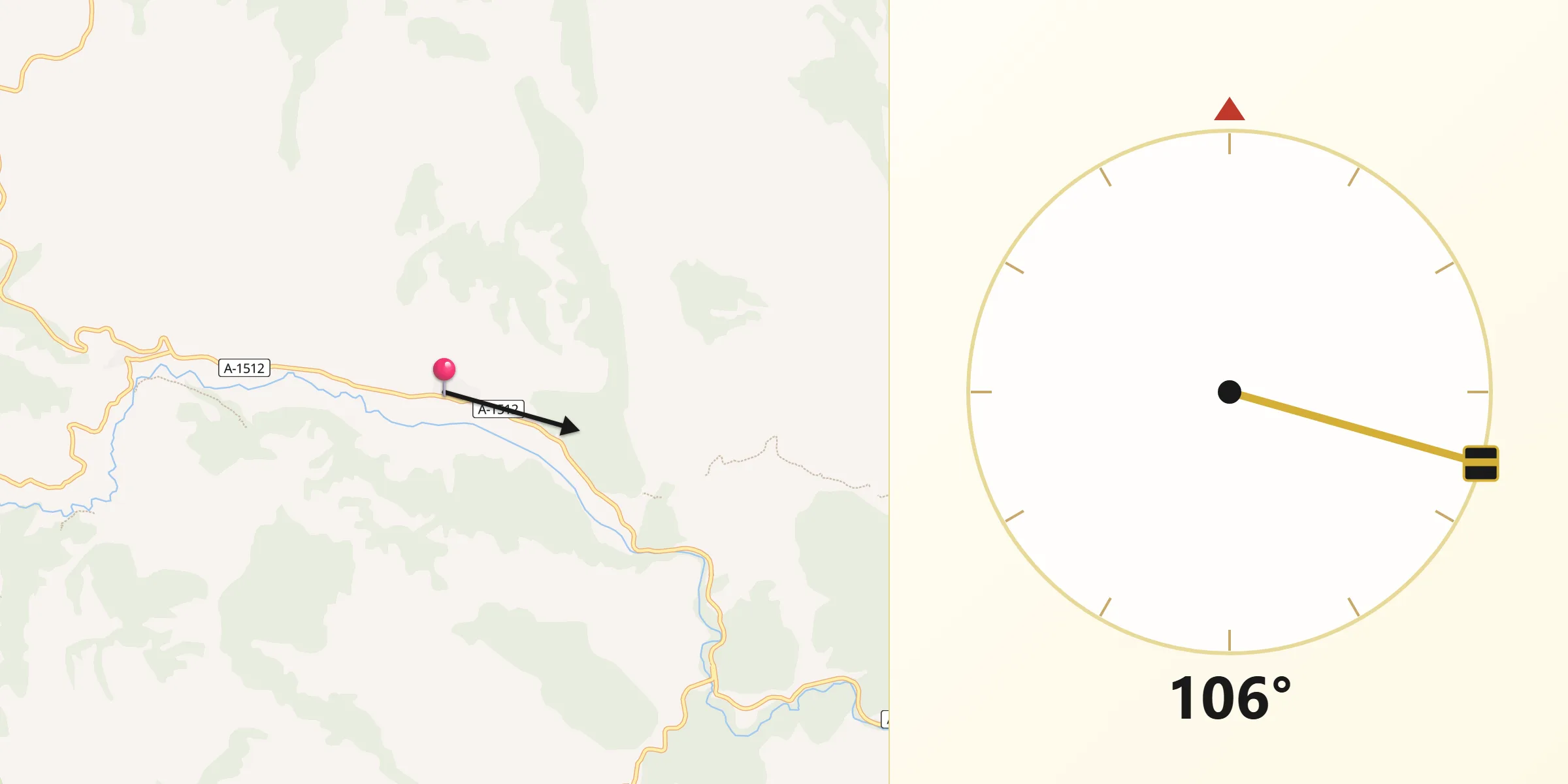 Dirección de la Qibla desde Torres de Albarracín