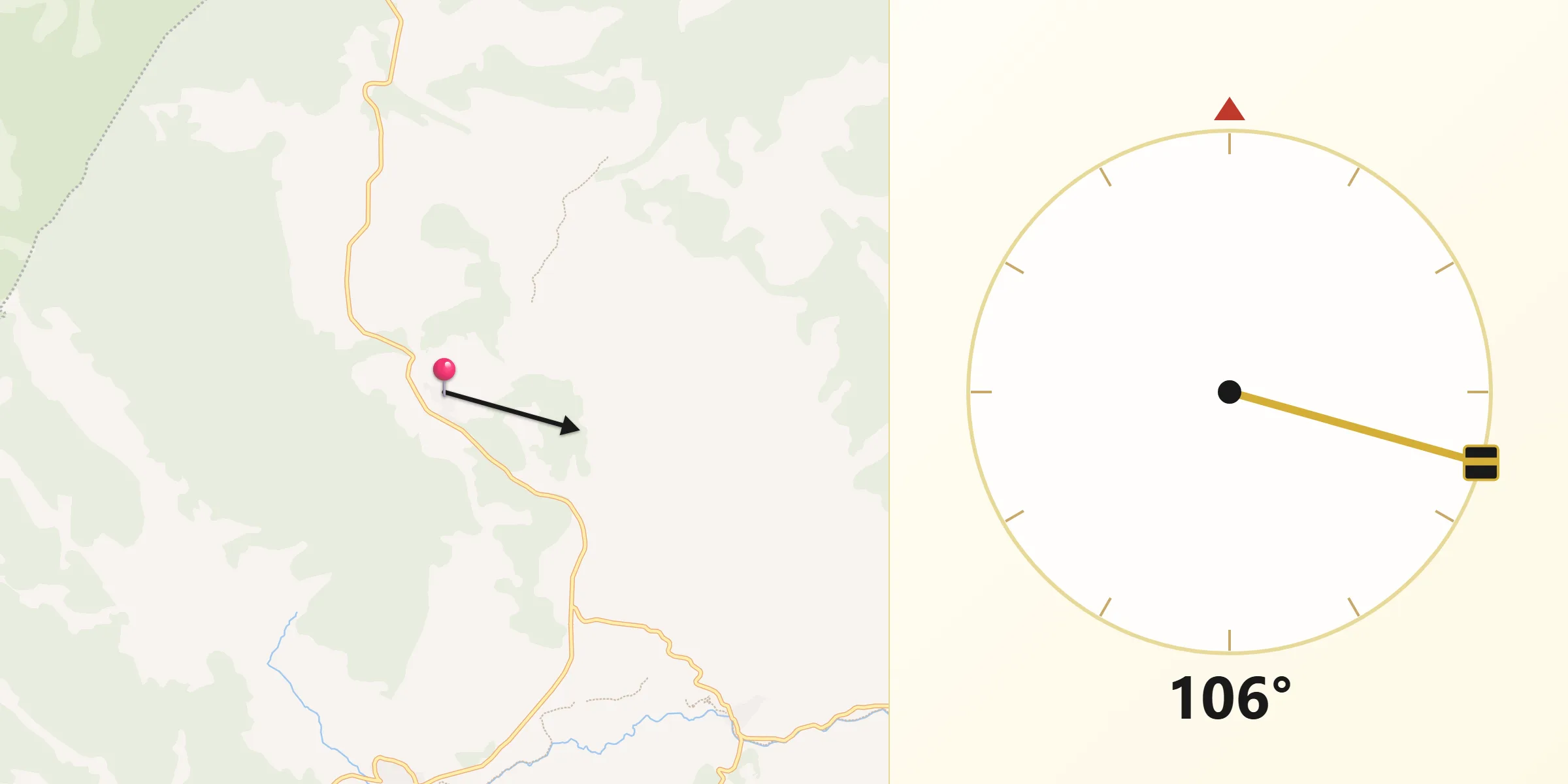 Dirección de la Qibla desde Griegos